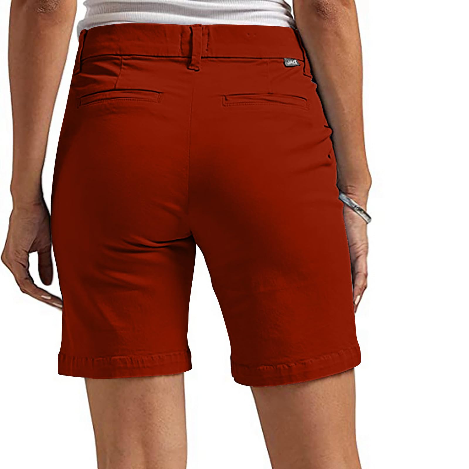 Women's Twill Stretch Bermuda Shorts - Plus Size Elastic Waist Hiking Shorts with Pockets | Comfortable for Walking, Travel & Outdoor Activities