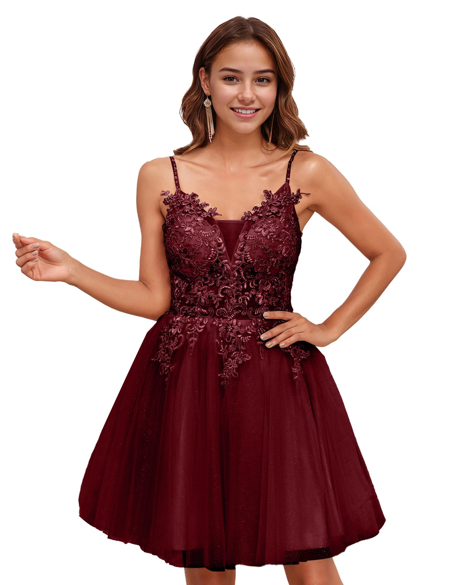 JAEDEN 2025 Short Prom Dress with Lace - Elegant Homecoming & Quinceanera Dresses for Teens in Tulle Fabric | Perfect for School Dances, Sweet 16 Parties & Special Occasions