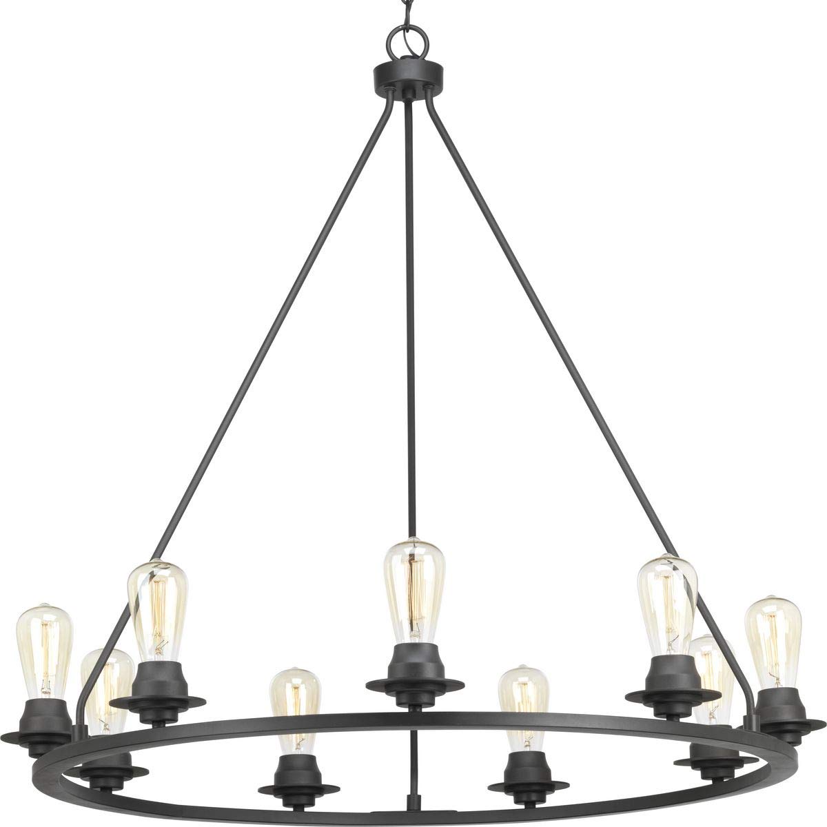 9-Light Farmhouse Chandelier in Graphite - Rustic Ceiling Lighting Fixture for Dining Room, Kitchen Island & Bedroom | Debut Collection