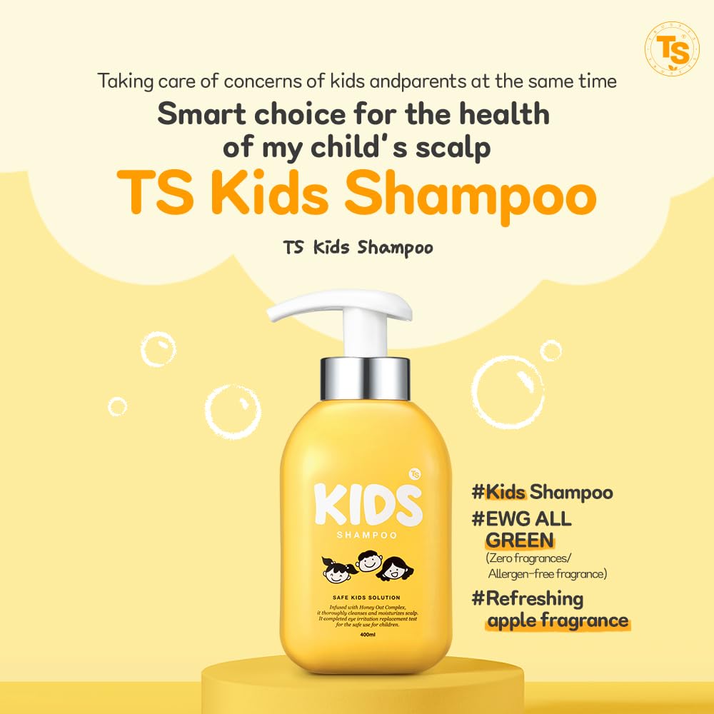 TS Kids Shampoo 400ml - Gentle & Safe Baby Shampoo for Sensitive Skin | Hypoallergenic & Tear-Free Formula | Korean Children's Hair Care | Perfect for Daily Bath Time & Newborn Care