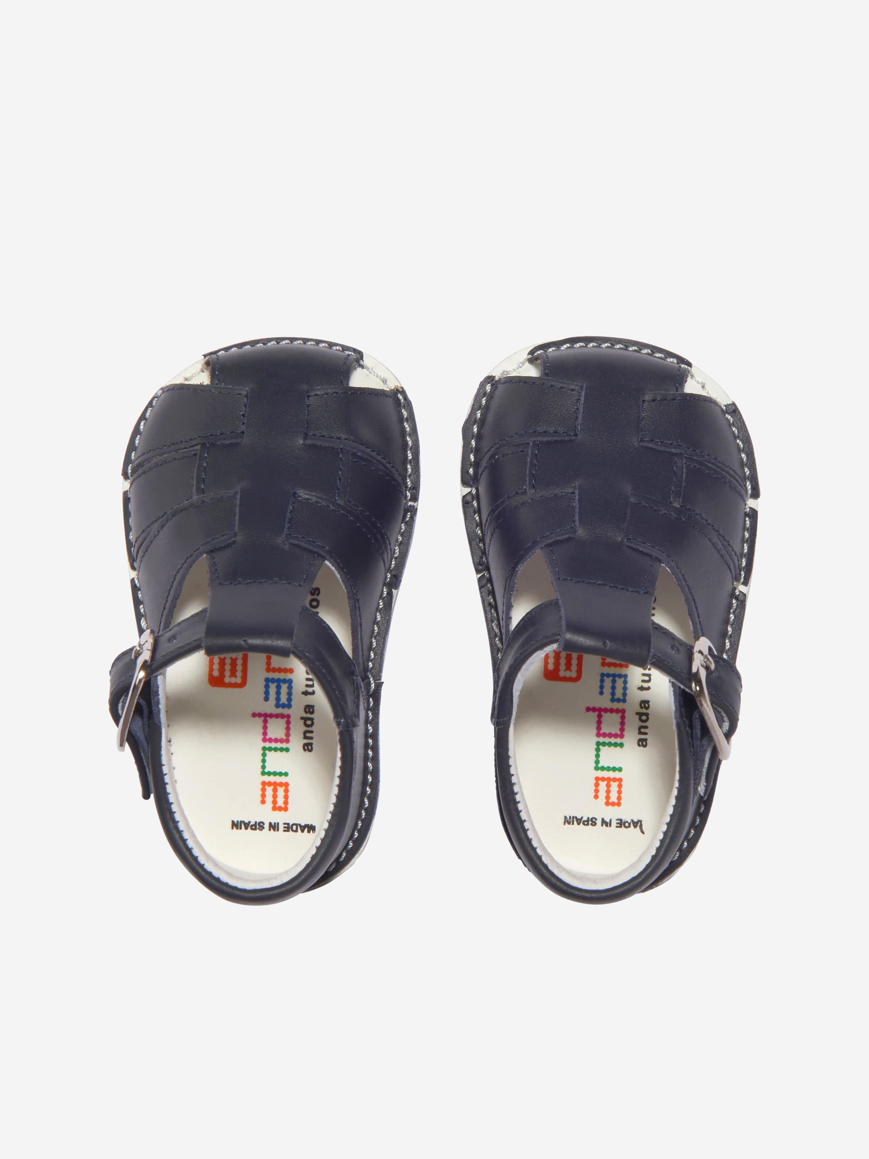 Andanines Baby Boys Leather Sandals - Soft & Comfortable Navy Blue Sandals for Toddlers | Perfect for Beach, Park & Summer Outings