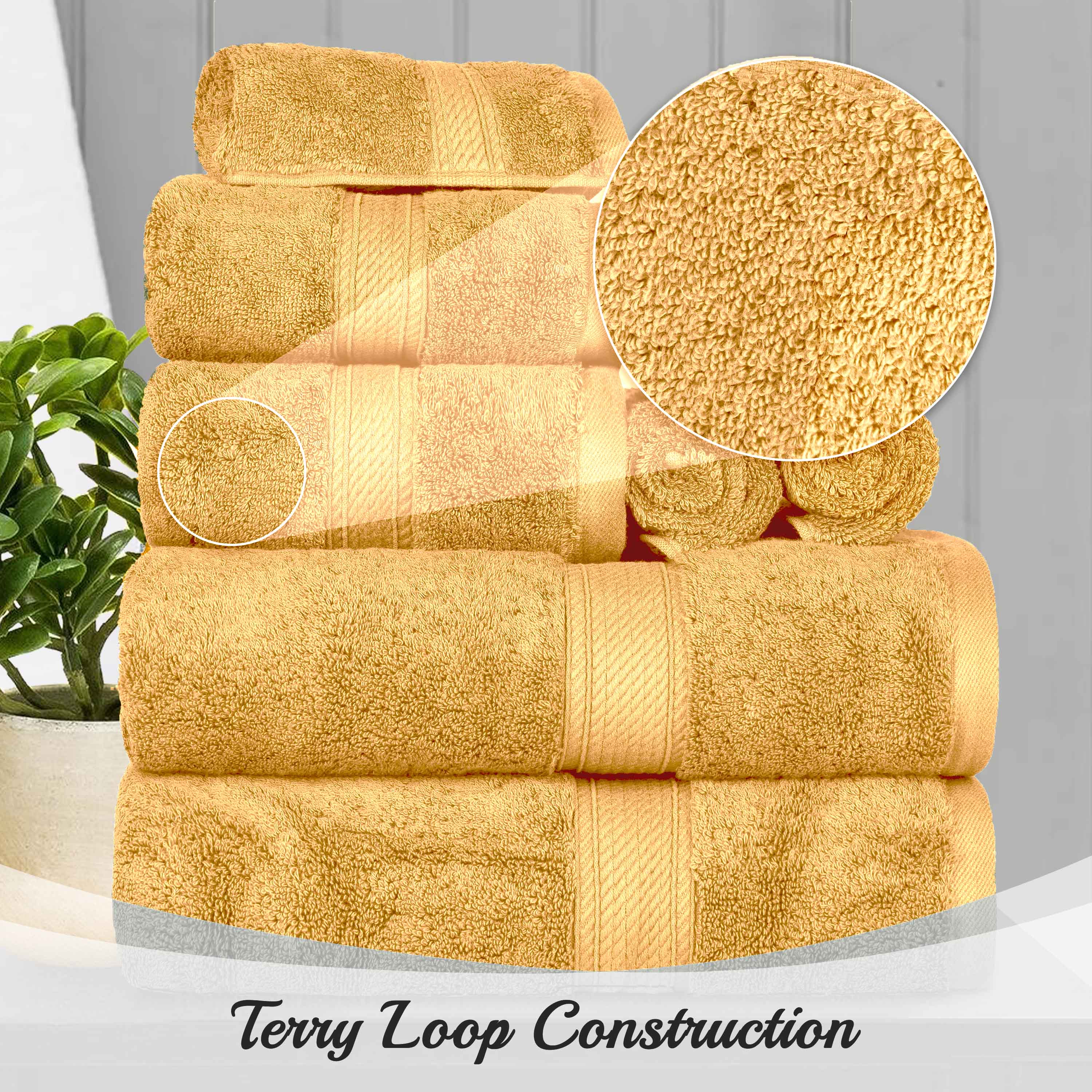 Premium 8-Piece Egyptian Cotton Towel Set - Ultra Soft, Heavyweight & Plush for Bath, Spa & Luxury Home Decor