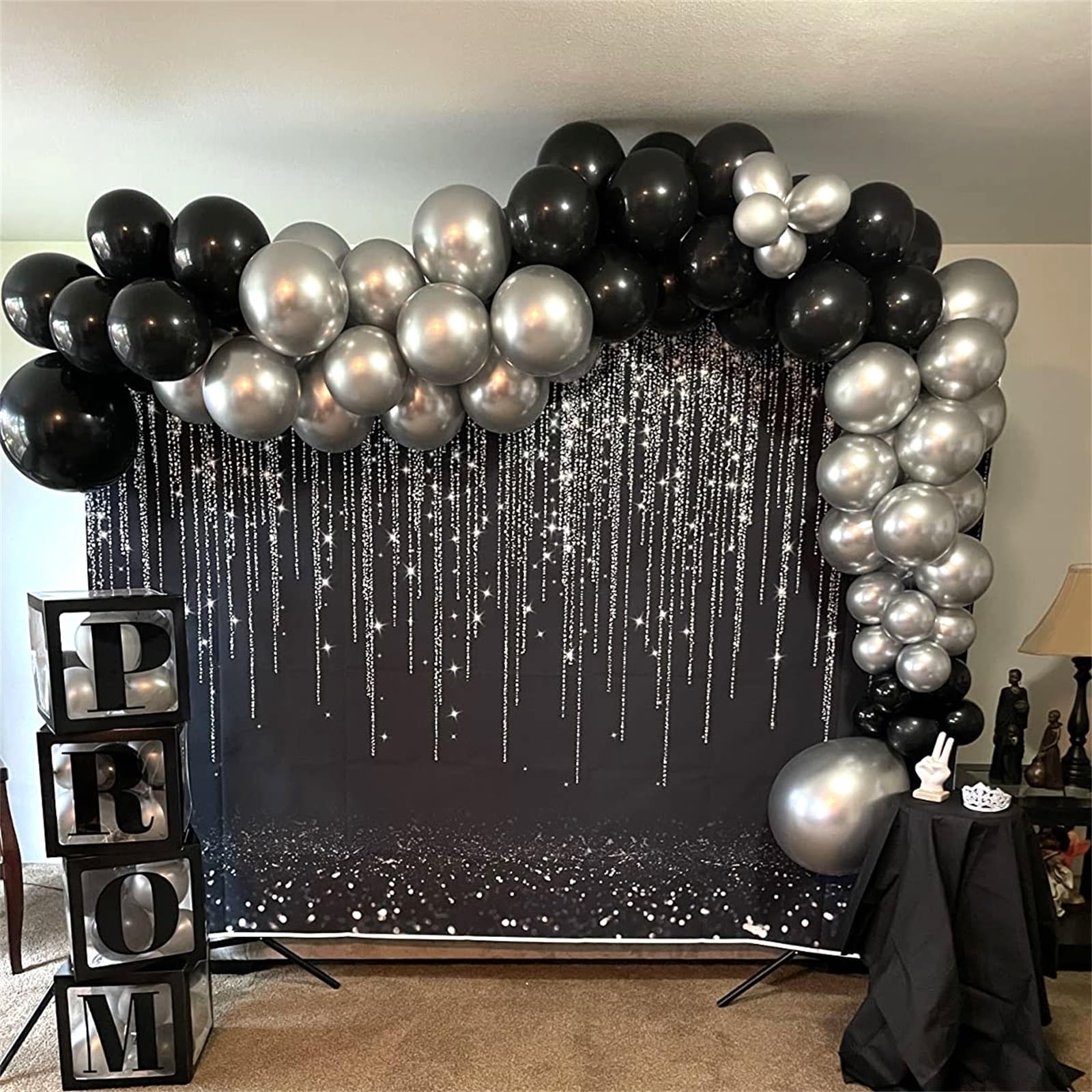 12 Inch Metallic Silver & Black Confetti Latex Balloons Set - Elegant Party Decor for Birthday, Baby Shower, Wedding, Graduation & New Year Celebrations | Perfect for Men's Events, Boys Parties & Helium Balloon Displays