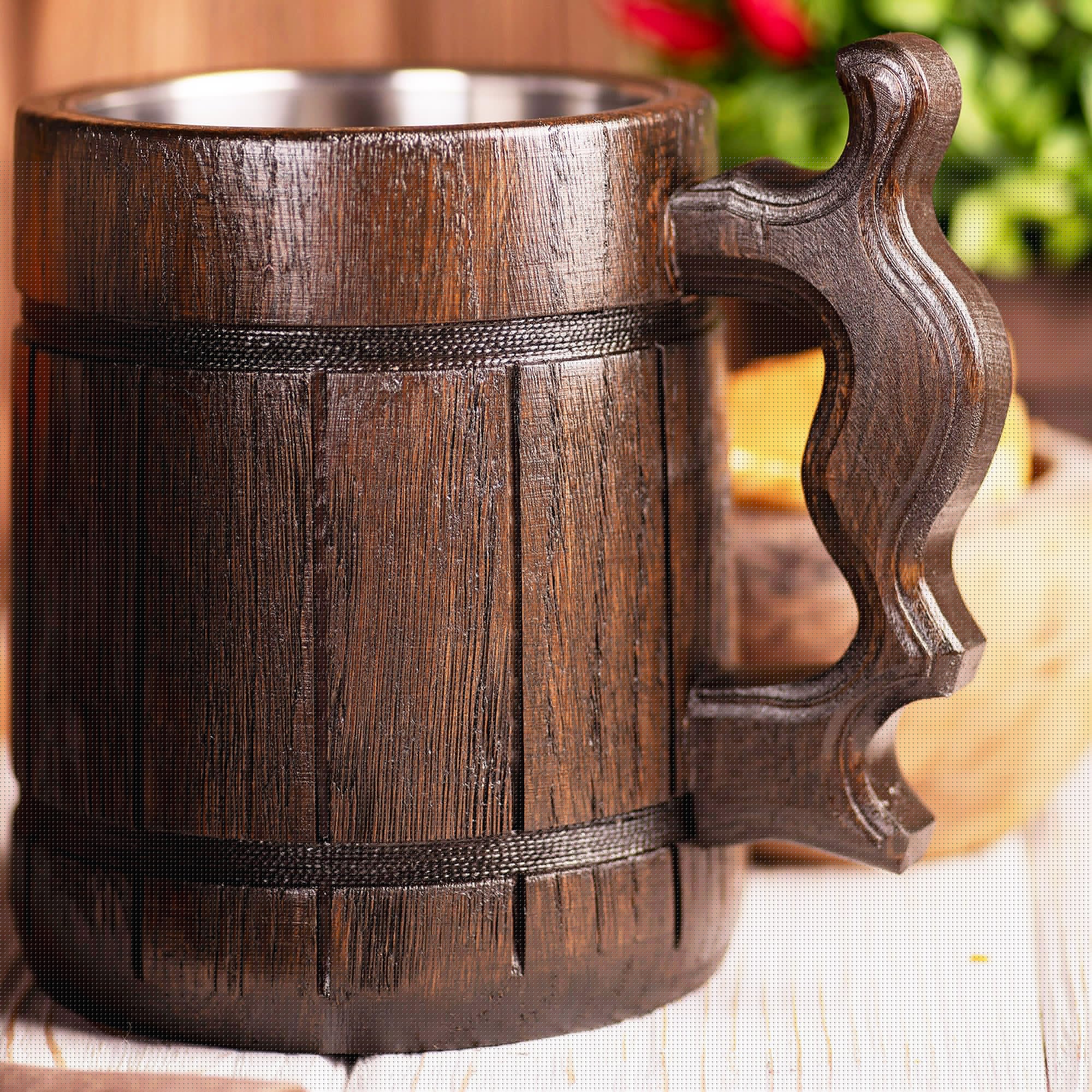 MHW World Wilds Teostra Custom Beer Mug - Personalized Wooden Tankard Stein - Unique Gamer Geek Gifts for Men, Dad, Father - Perfect for Anniversary, Birthday & Wedding Celebrations - Great for Gaming Parties, Man Cave Decor & Beer Enthusiasts