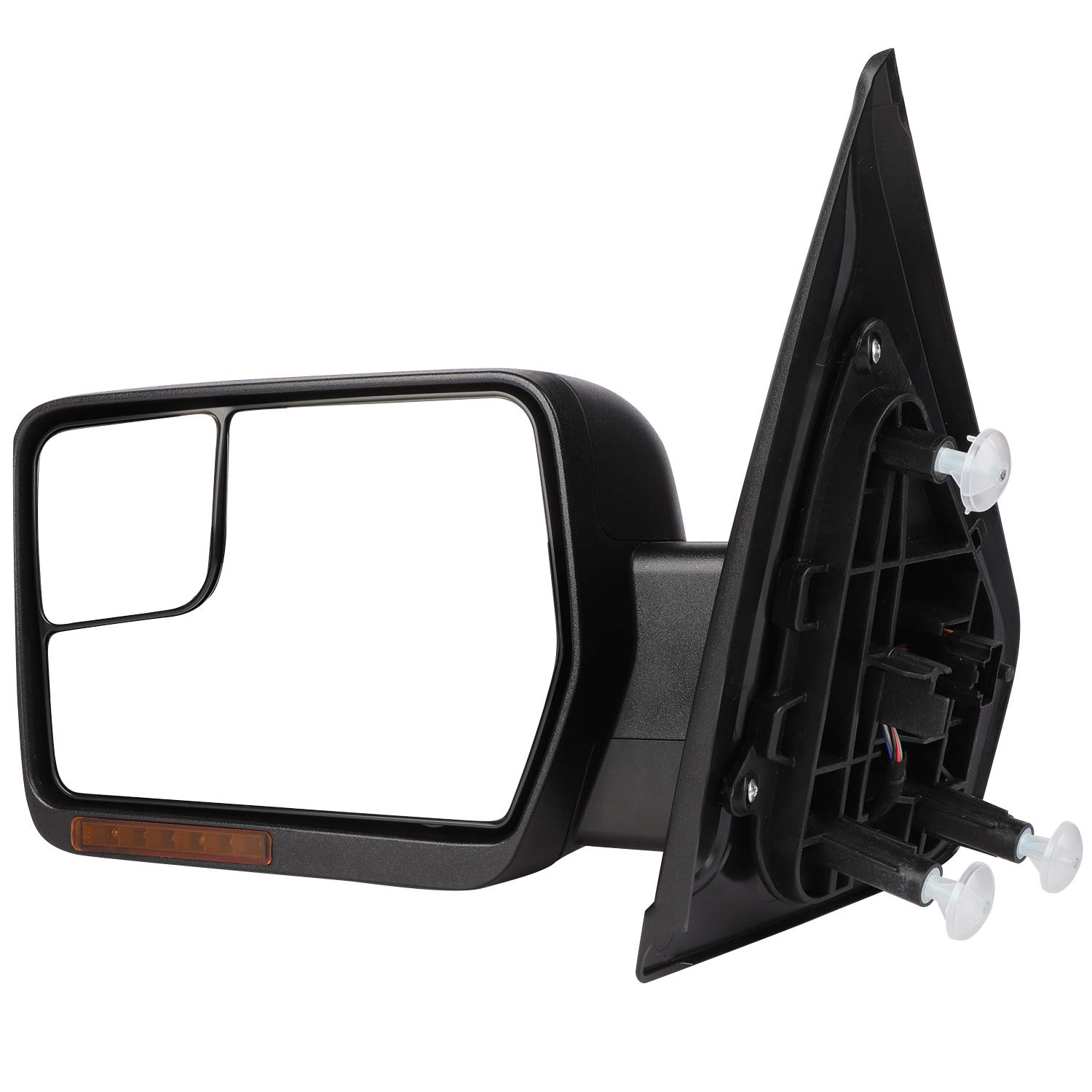 AUTOMUTO Power Heated Towing Mirrors with Turn Signal & Puddle Light - Black Housing - Left & Right Side Pair - Compatible with Ford F-150 2004-2014 Models - Perfect for Towing, Night Driving & Off-Road Adventures