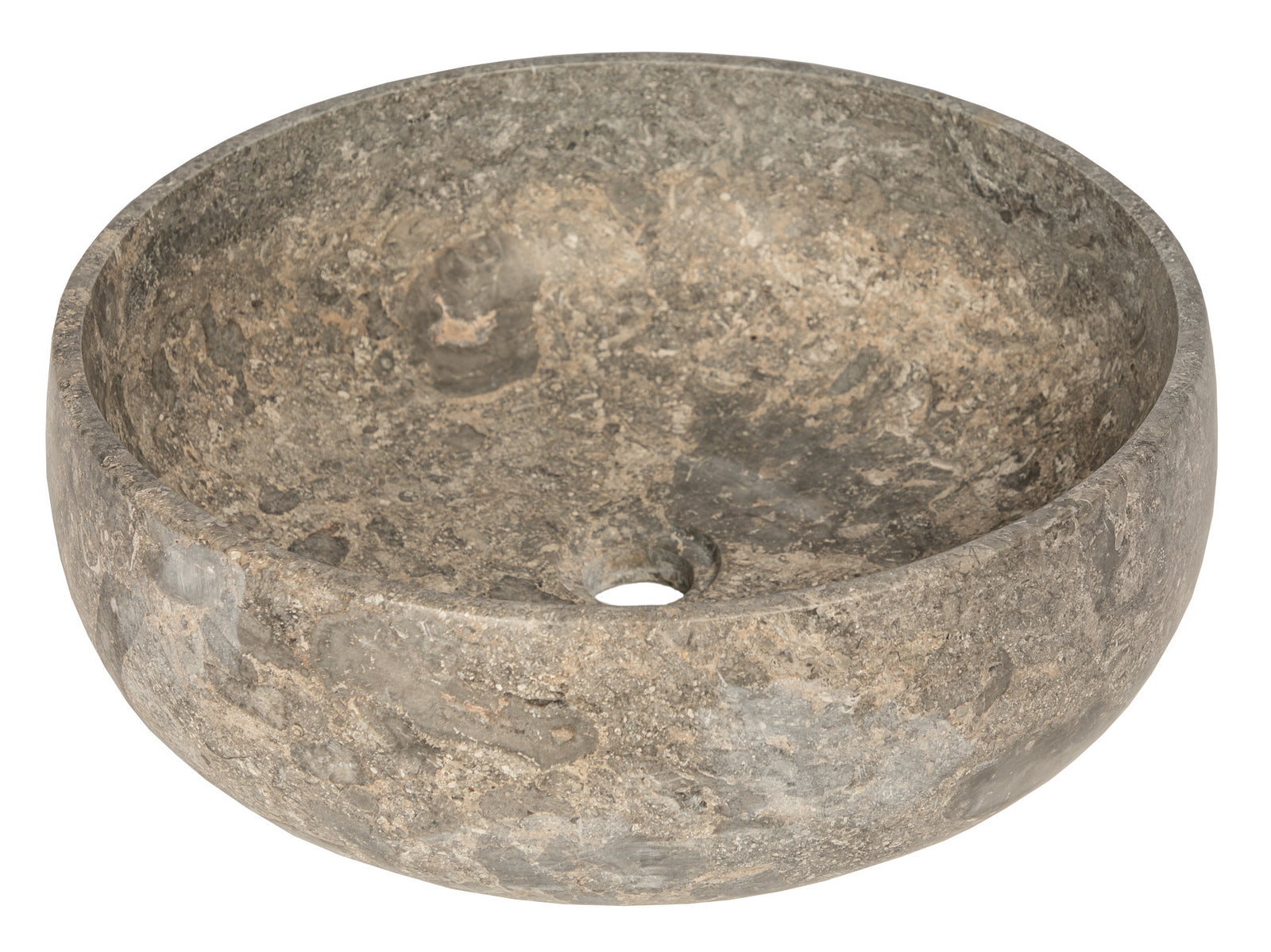 Gray Marble Round Vessel Sink - Modern Bathroom Vanity Top for Contemporary Homes, Perfect for Powder Rooms & Master Baths