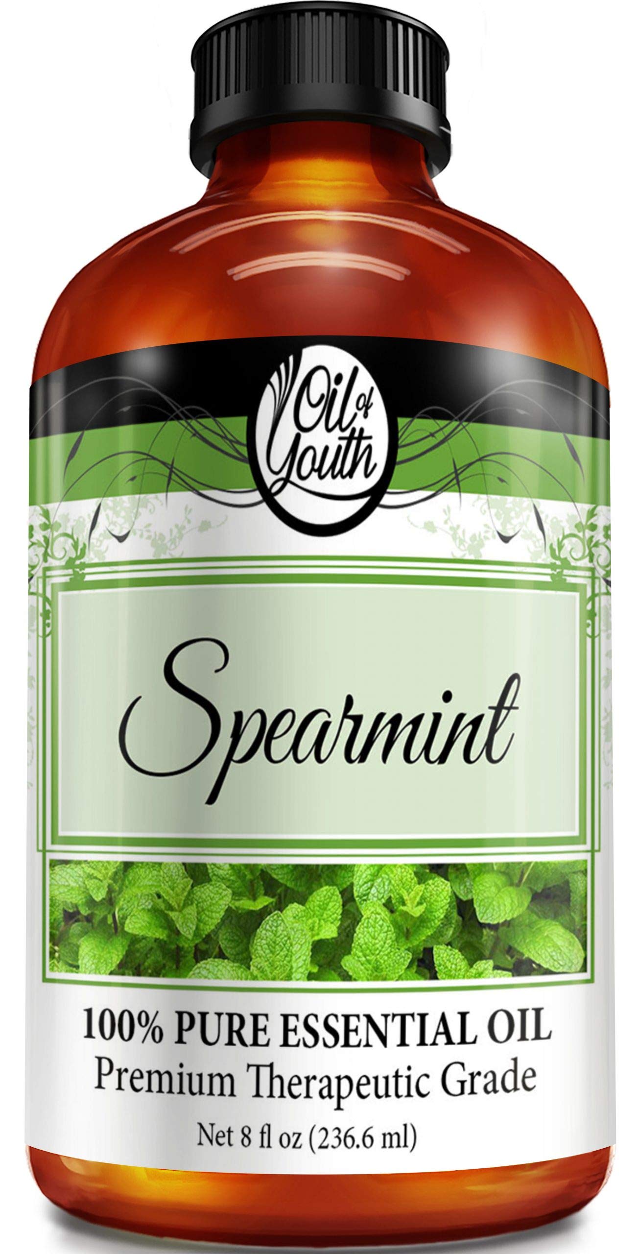Pure Spearmint Essential Oil 8oz - 100% Natural Therapeutic Grade for Aromatherapy, Skincare & Hair Care - Bulk Spearmint Oil for Diffusers, Massage & DIY Beauty Products