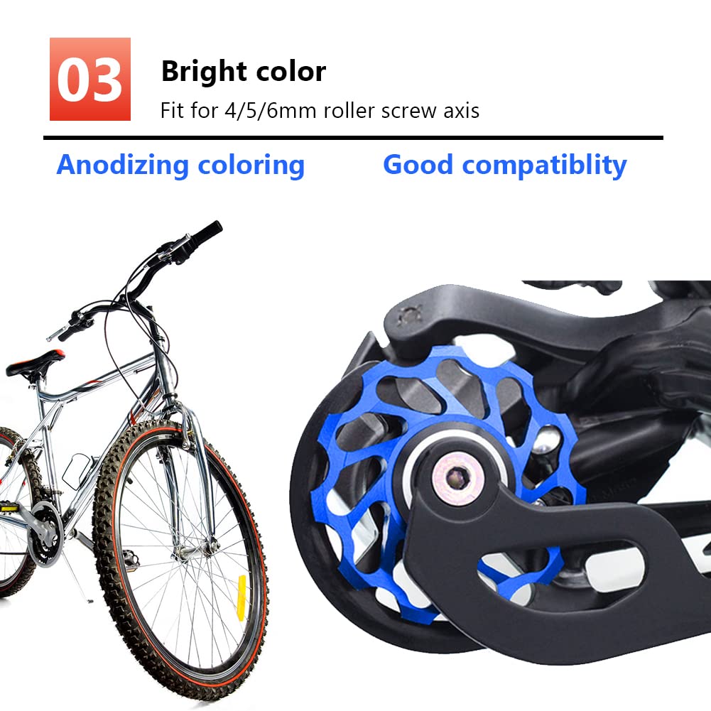 VGEBY 2Pcs Ceramic Bearing Bicycle Derailleur Pulley Wheels - 11T & 13T Replacement Set (Blue 11T) - High-Speed Road Bike Rear Derailleur Upgrade - Smooth Shifting for Mountain & Road Bikes