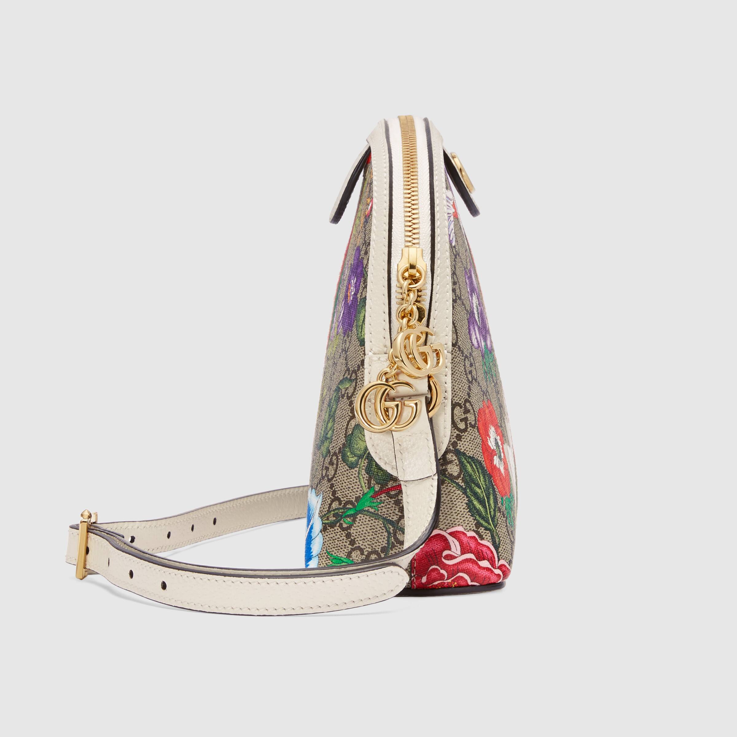 Gucci Ophidia GG Flora Small Shoulder Bag in GG Supreme White - Perfect for Women's Daily Use, Work, and Evening Out