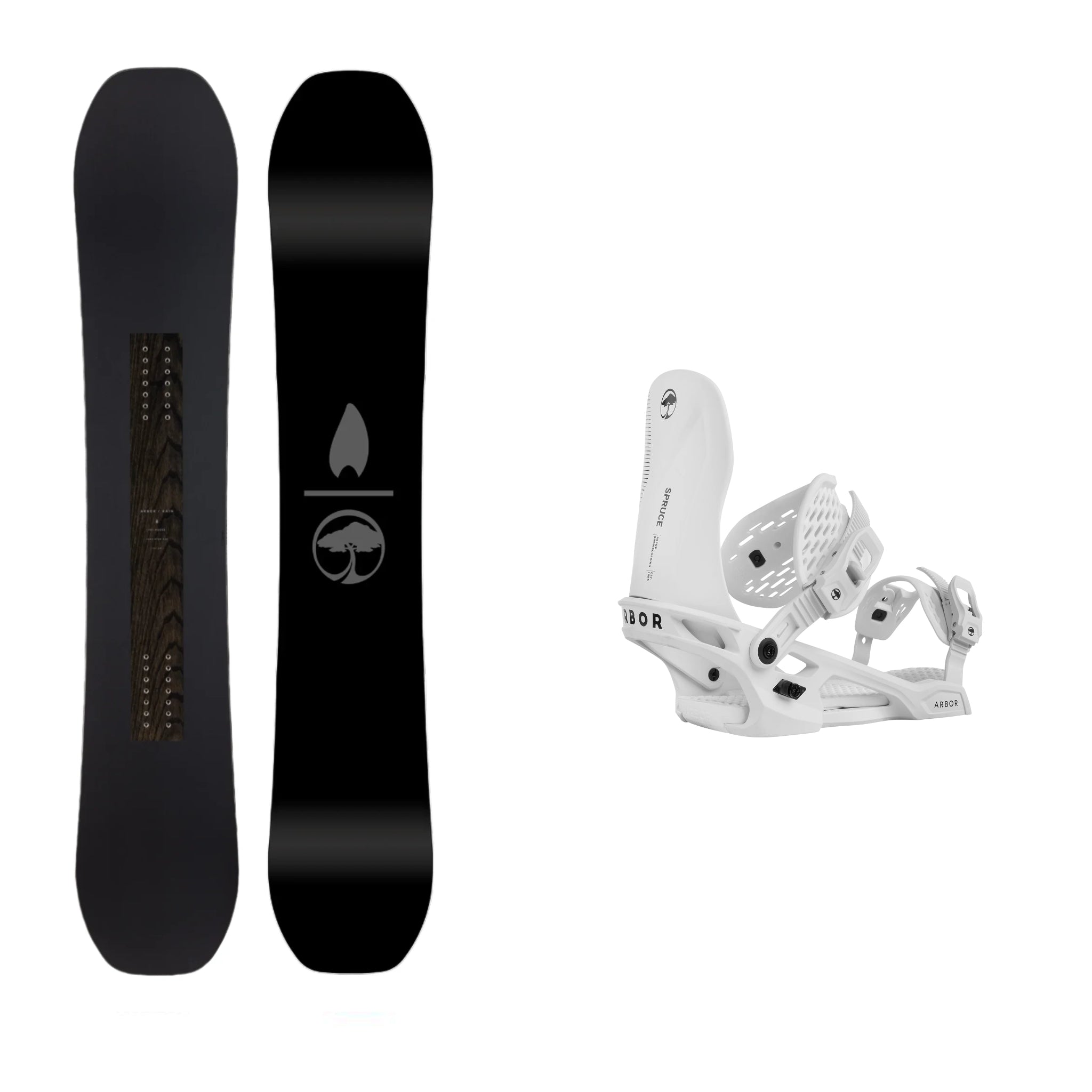 **2025 Arbor Candle Rain Snowboard with Arbor Spruce Binding - All-Mountain Freestyle Snowboard for Men & Women - Perfect for Powder, Park & Backcountry Riding**