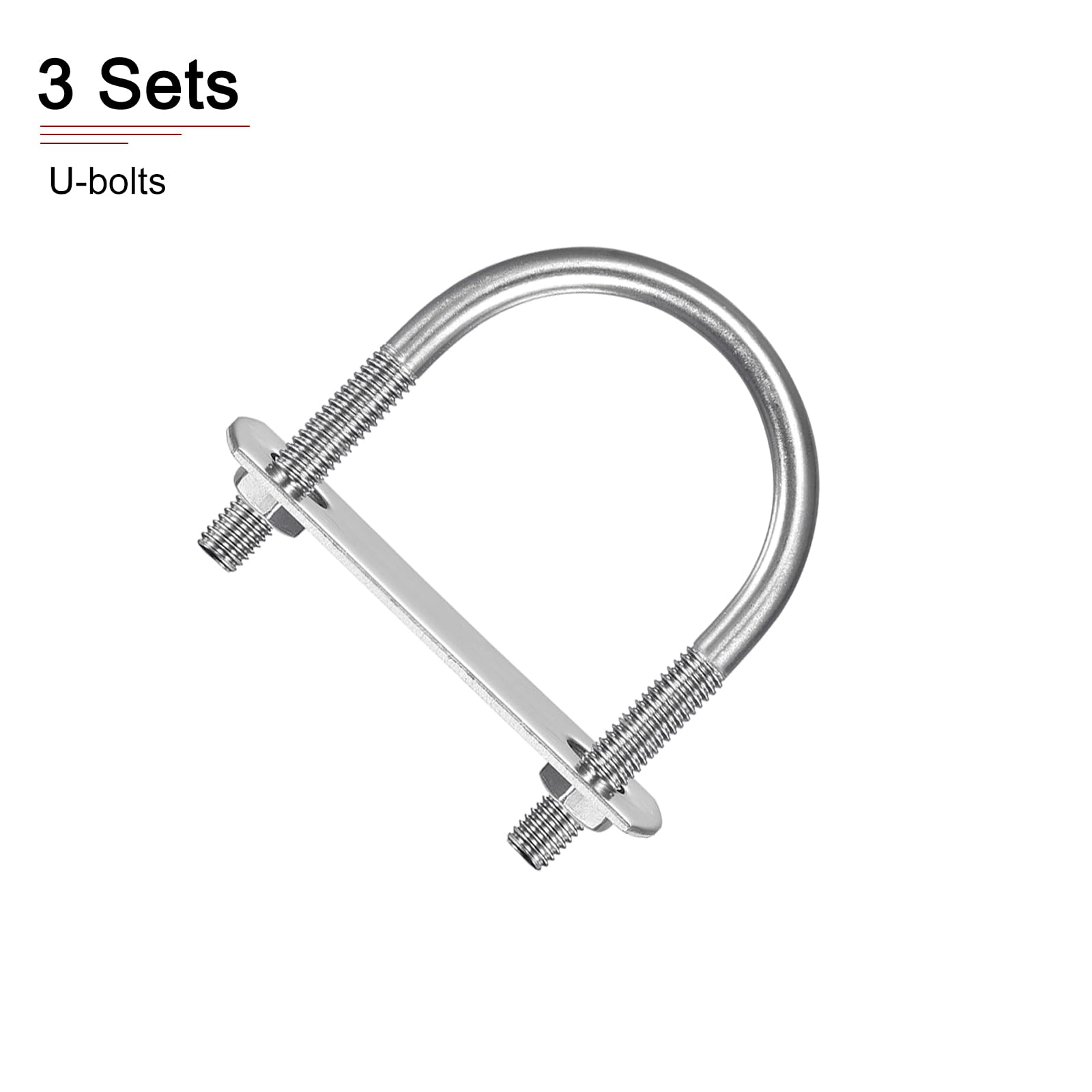 Stainless Steel U Bolts M6x38x58mm - 3 Pack for Trailer Pipe Repair