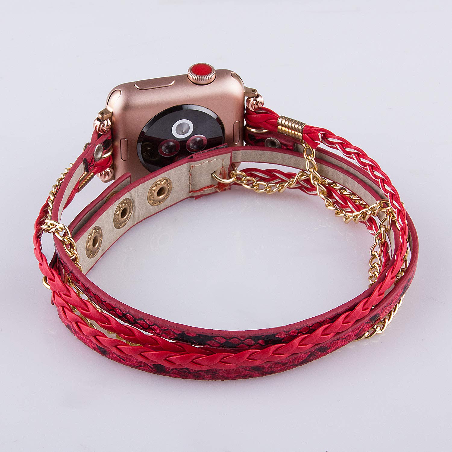 Compatible with Apple Watch Band Ultra iWatch Series 8/7/6/5/4/3/2/1/SE - 49mm 45mm 44mm 42mm 41mm 40mm 38mm Luxury Western Boho Leather Bracelet Strap for Women & Girls - Perfect for Work, Dating & Casual Wear