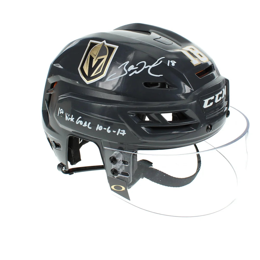 Authentic James Neal Signed Vegas Golden Knights Game-Used Grey Hockey Helmet with 