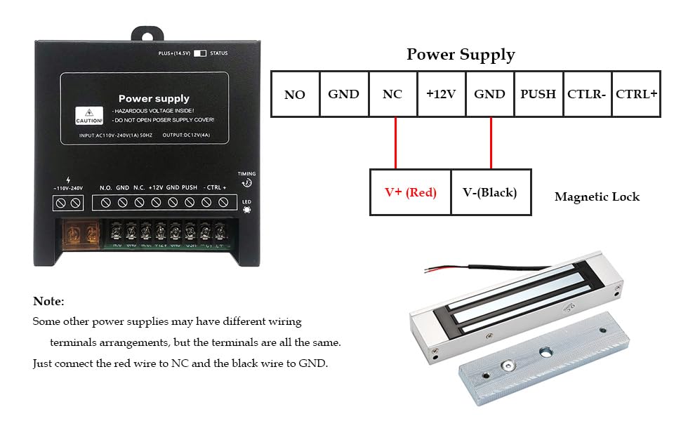 Waterproof 350LBS (180KG) Holding Force Electromagnetic Lock - 12V Fail Safe NC Mode Electric Magnetic Door Lock for Access Control System - Ideal for Office Buildings, Hotels & Security Gates