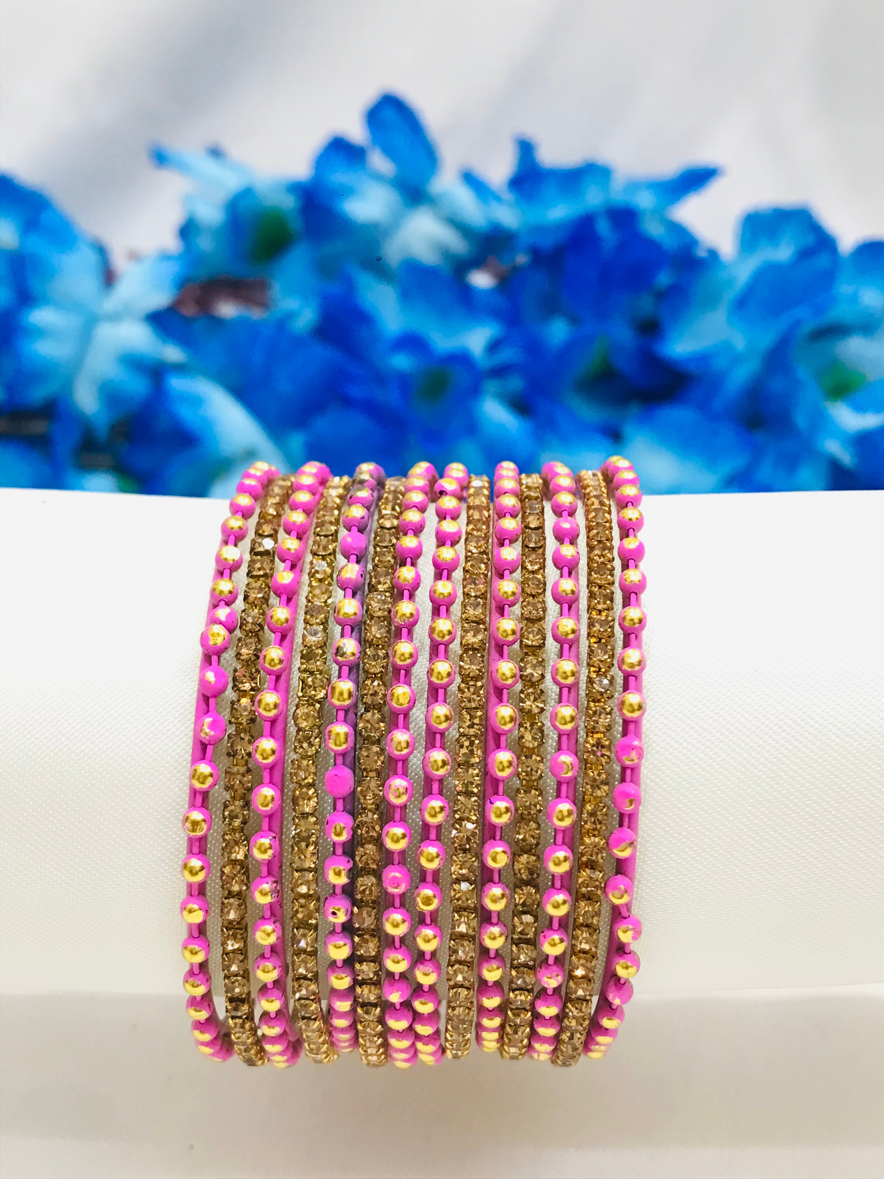 Stylish Pink Dot Metal Bangles for Women & Girls - Trendy Fashion Jewelry for Parties, Gifts & Everyday Wear