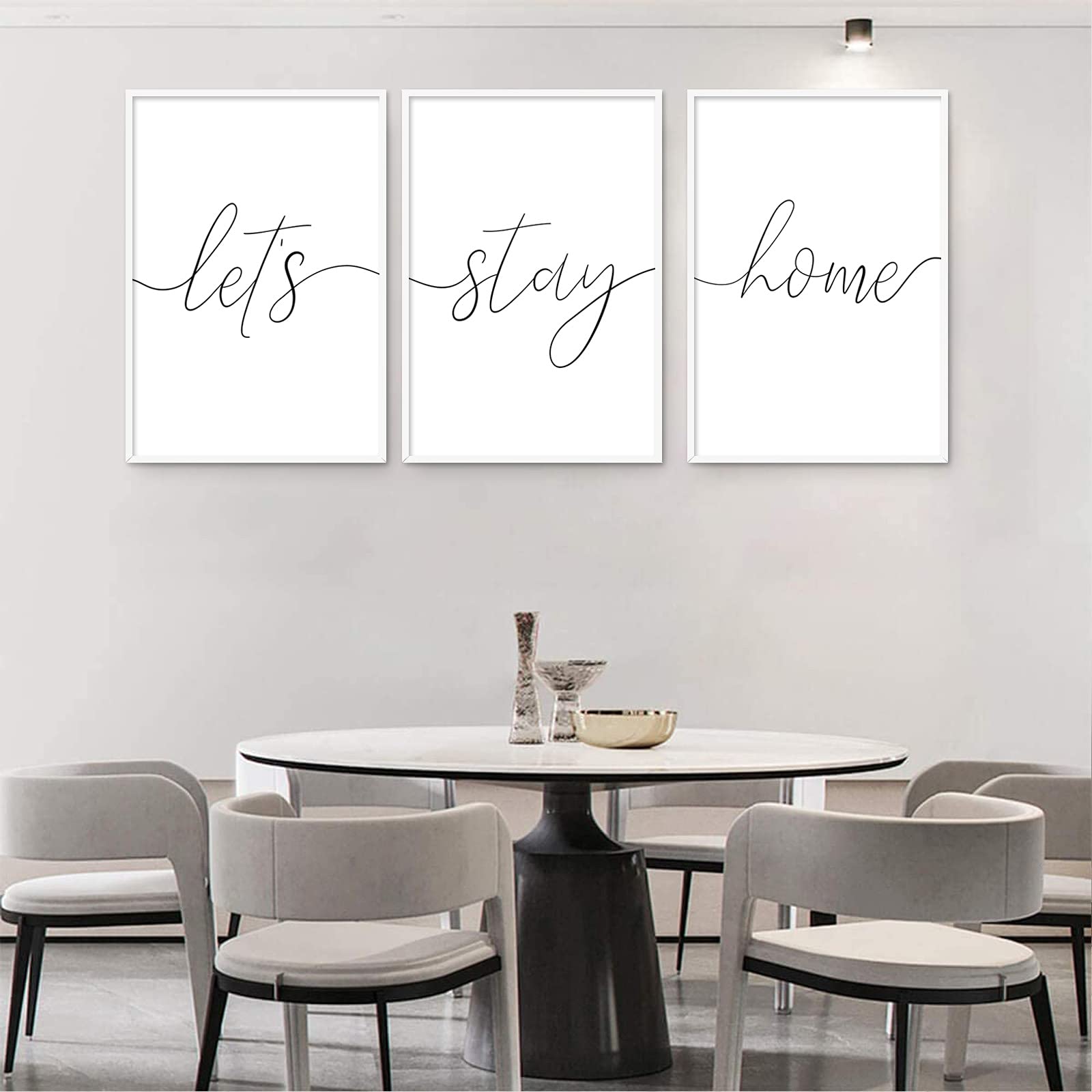 Minimalist 'Let's Stay Home' Canvas Wall Art - 16x24 Inch Unframed Modern Quote Poster for Living Room & Bedroom Decor - Perfect for Cozy Spaces, Home Offices & Gift Giving