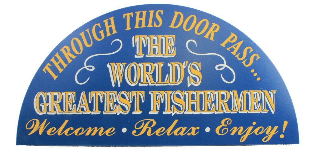 World's Greatest Fisherman Wall Sign - Rustic Wooden Door Decor for Fishing Enthusiasts - Perfect for Man Cave, Garage, or Lake House