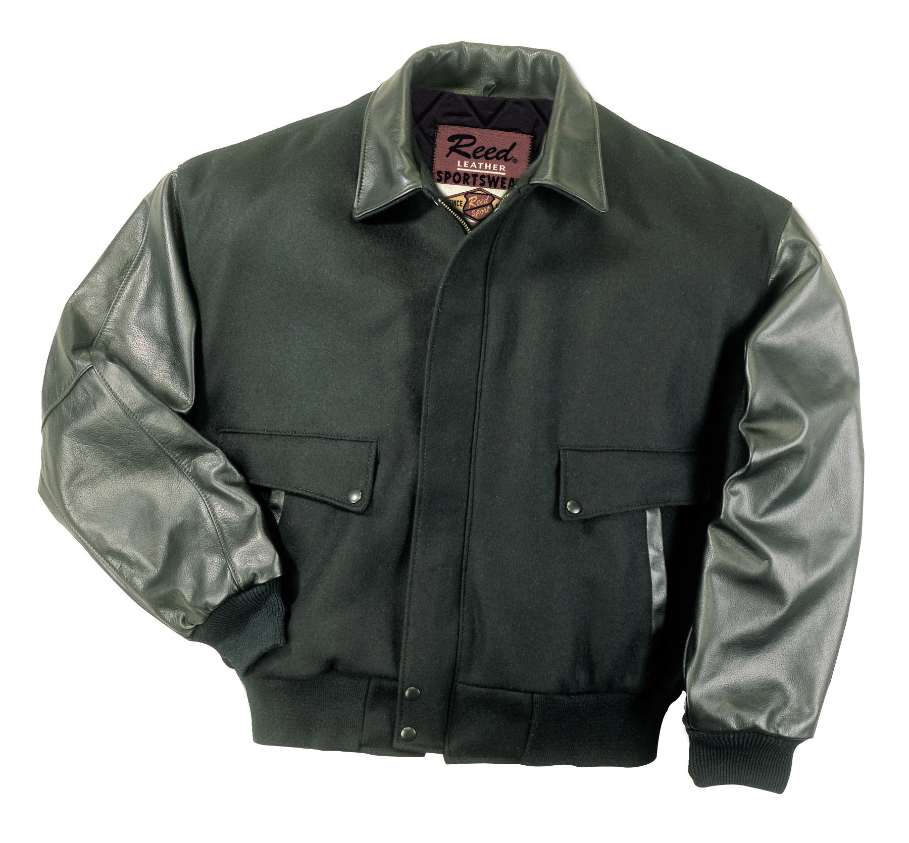 REED Men's Genuine Leather & Wool Bomber Jacket - Premium USA Made Winter Coat for Casual Wear & Outdoor Adventures