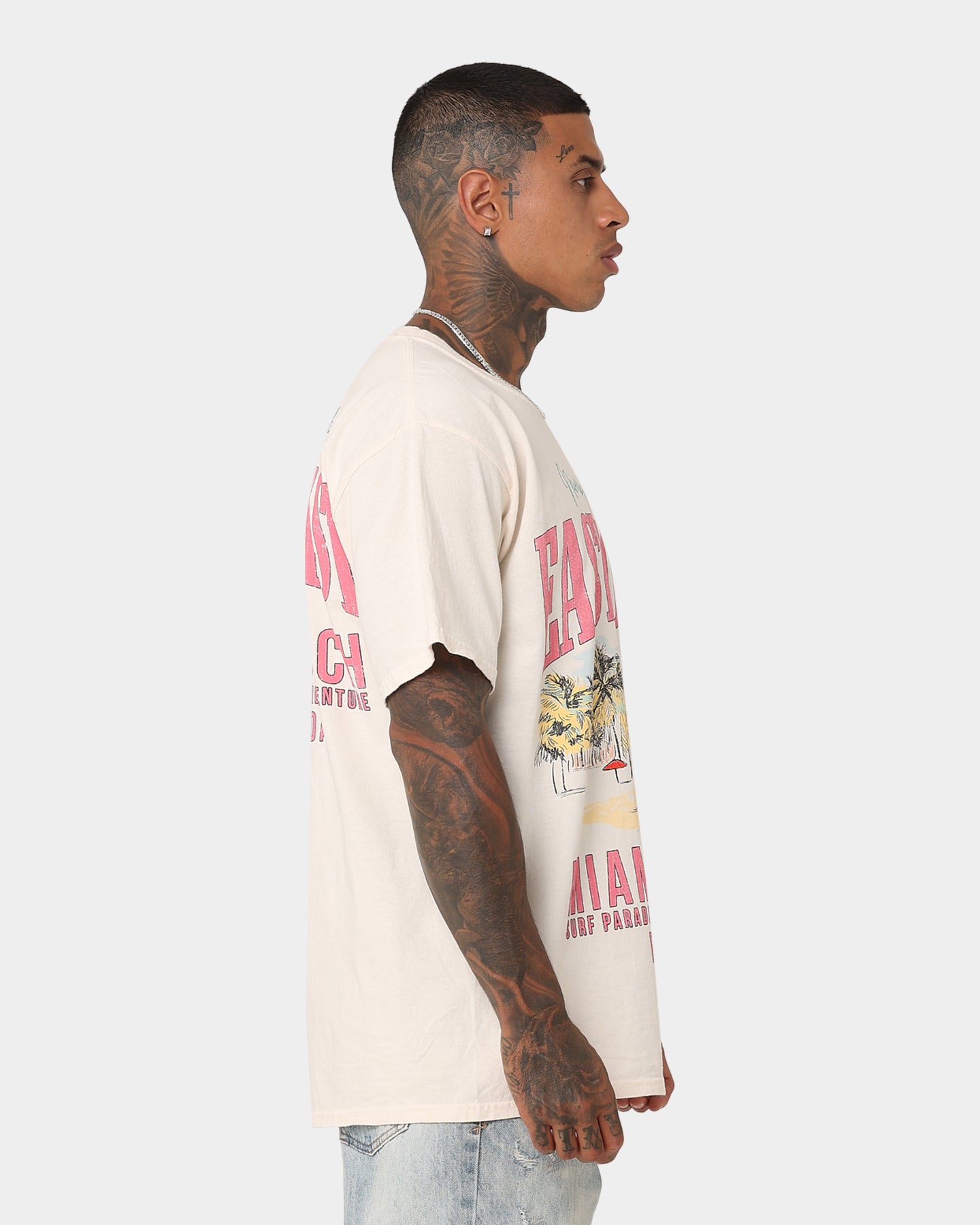Vintage Miami Beach T-Shirt - Retro American Thrift Style in Off White | Perfect for Casual Wear, Beach Outfits & Summer Fashion