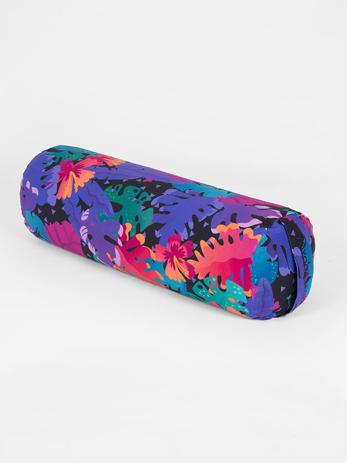 Organic Buckwheat Meditation Bolster Cushion for Yoga Studio - Floral Design Support Pillow for Yoga, Meditation & Relaxation at Home or Studio
