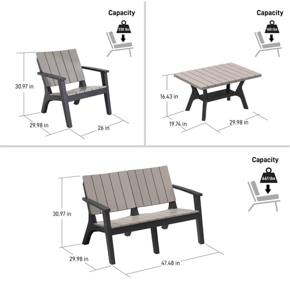 4-Piece Patio Sofa Set - Waterproof Outdoor Furniture with Cushions, Black & Gray - Perfect for Garden, Backyard, Poolside & Patio Relaxation