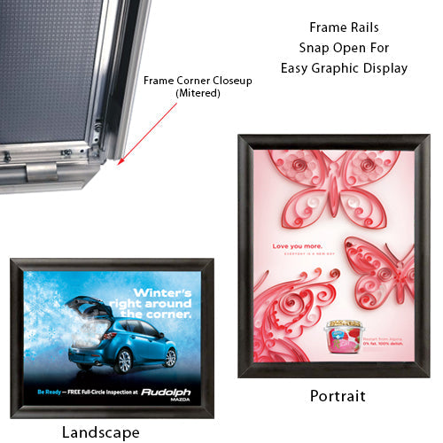 18x24 Inch Black Snap Poster Frame - Slim Metal Profile for Fast Signage Changes - Perfect for Home, Office, and Retail Displays