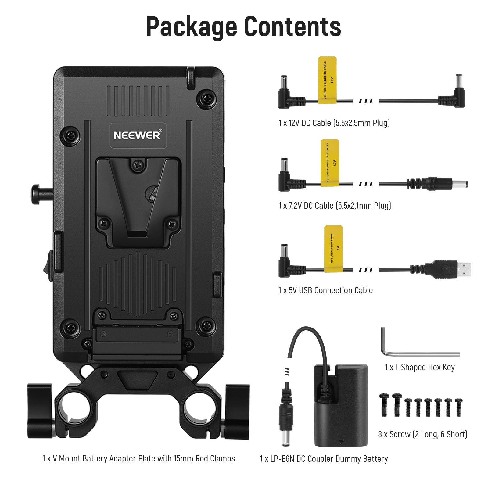 NEEWER PS002E V Mount Battery Adapter Plate for DSLR Cameras - Power Your Photography & Videography On The Go