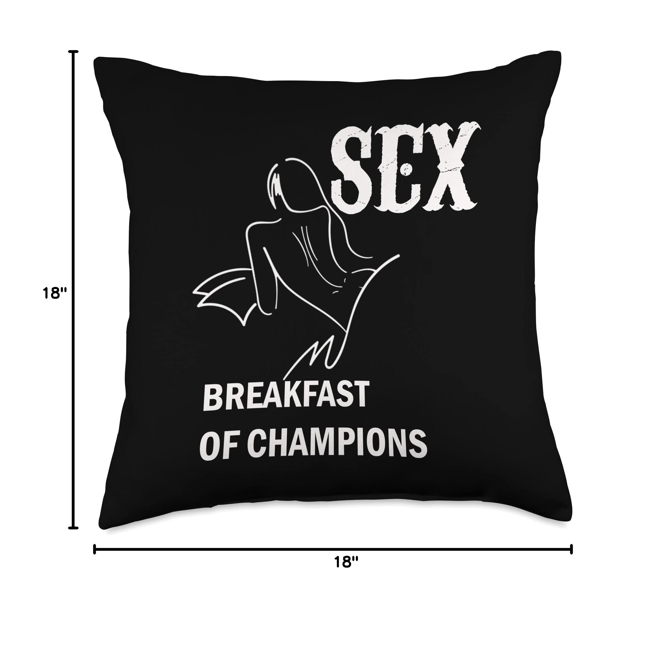 Funny Naughty Throw Pillow - Breakfast of Champions Design - Perfect for Adult Humor Home Decor, Bedroom & Living Room Accessories