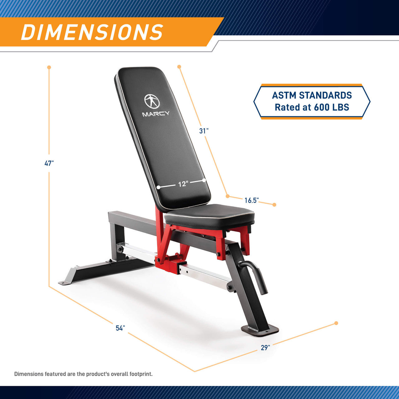 Marcy Adjustable Utility Bench with Chrome Sliding Track SB 5429 - Home Gym Workout Equipment for Strength Training & Weight Lifting