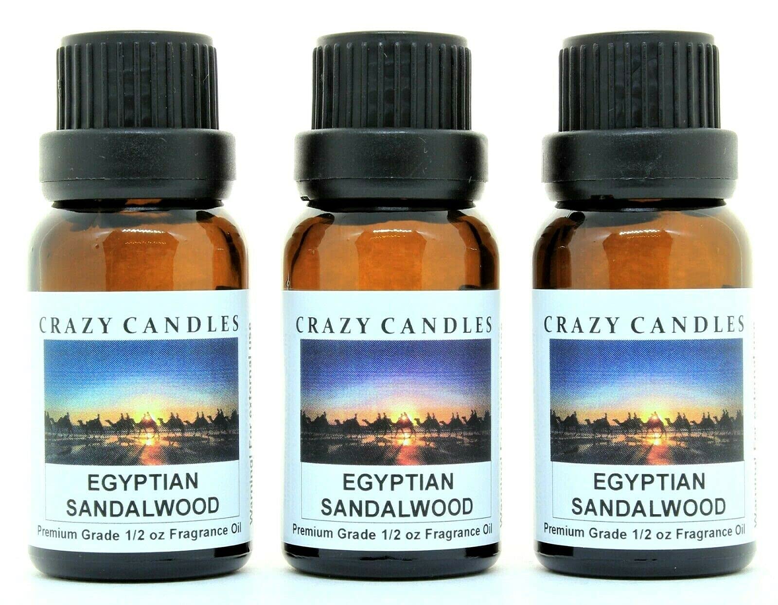 Premium Egyptian Sandalwood Fragrance Oil - 3 Pack (1/2 Fl Oz/15ml Each) - Aromatherapy, Diffuser, Candle Making & Home Scenting