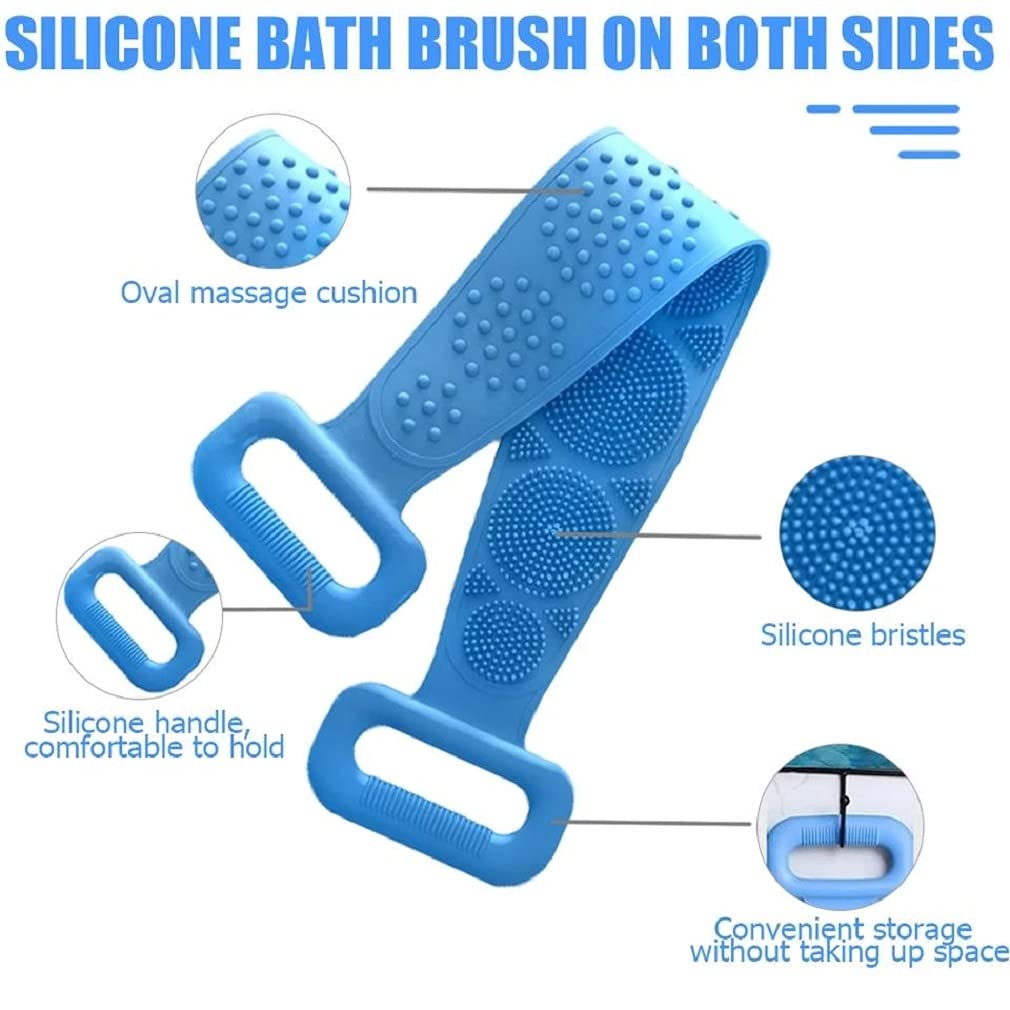 DRONA Silicone Body Scrubber Belt - Exfoliating Skin Brush for Men & Women - Perfect for Shower & Bath Exfoliation