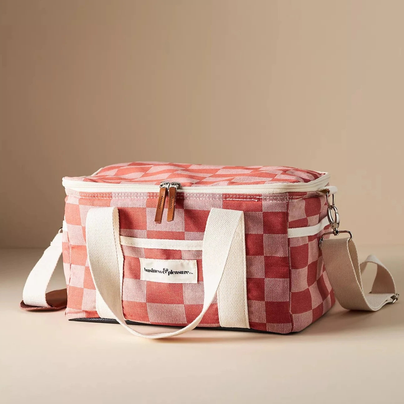 BUSINESS & PLEASURE Premium Insulated Cooler Bag - Le Sirenuse Checker Pattern - Perfect for Beach Picnics, Office Lunches & Outdoor Adventures