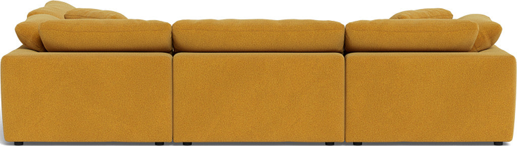 Fluffy 4-Piece Sectional Sofa with Ottoman - Modern L-Shaped Couch Set for Living Room, Family Room & Small Spaces - Soft Fabric Upholstery, Comfortable Seating for Relaxing & Entertaining