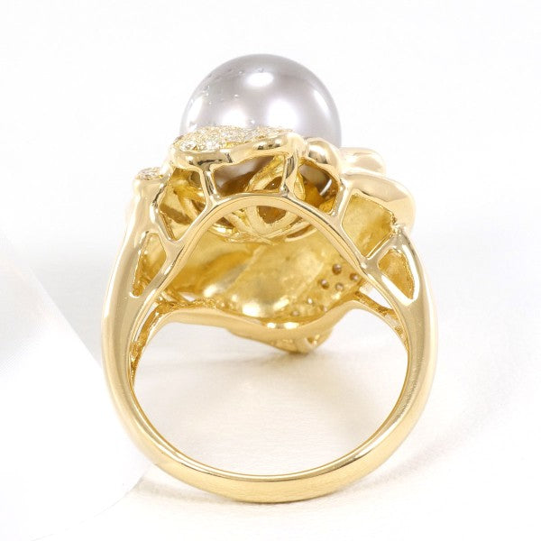 18K Yellow Gold Black Tahitian Pearl Diamond Ring for Women - Elegant Wedding, Engagement, Anniversary Jewelry Gift - Perfect for Special Occasions & Evening Events