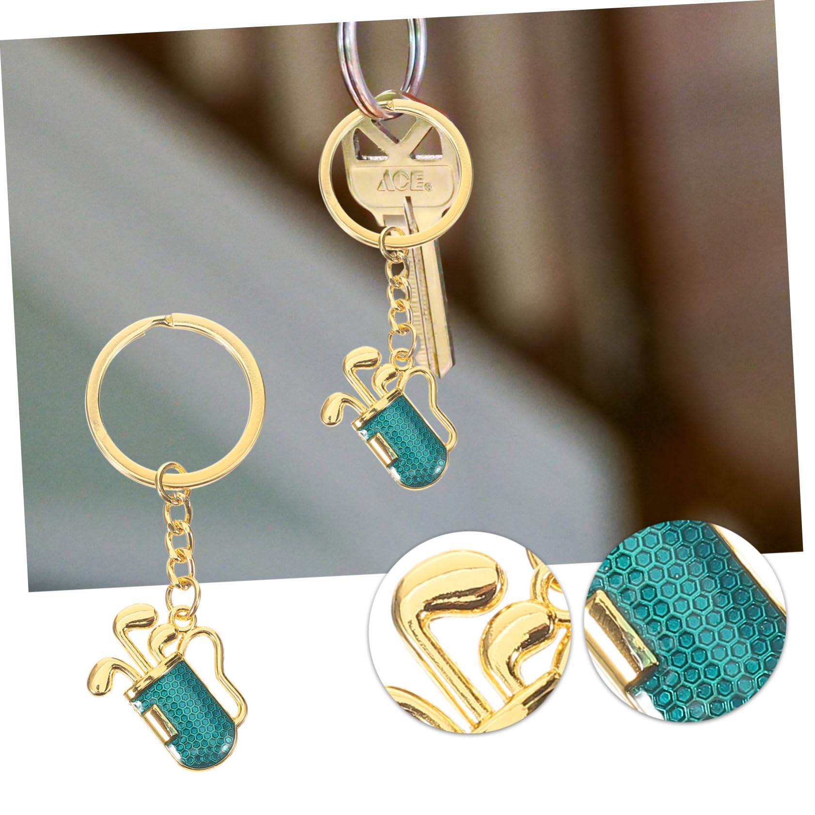 Premium Metal Golf Keychain - Lightweight & Durable Golf Keyring for Car Keys, Backpacks - Gold & Blue - Perfect Gift for Golf Lovers & Sports Enthusiasts (Golf Accessories, Tournament Prizes, Team Gifts)