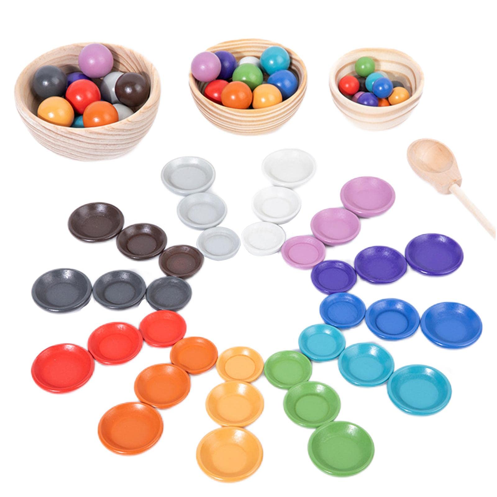 Montessori Wooden Rainbow Ball Matching Game for Kids - Preschool Sensory Toys, Logic Training Board Game for Toddlers Age 1+ | Christmas Gifts, Birthday Presents & Early Learning Activities