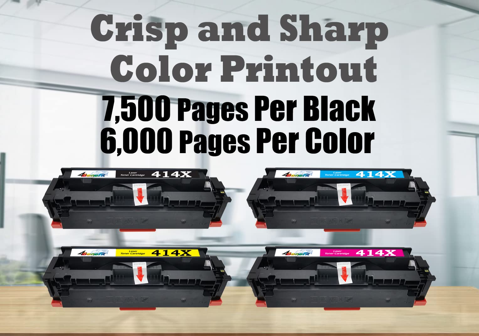 (4 Pack) 4Benefit B/C/Y/M Compatible W2020X 414X High Yield Toner Cartridges - Works with HP Color LaserJet Pro M454dw/M454dn/MFP M479fdw/M479fdn/M479dw Printers - Ideal for Office & Home Printing, Business Documents & Color Projects