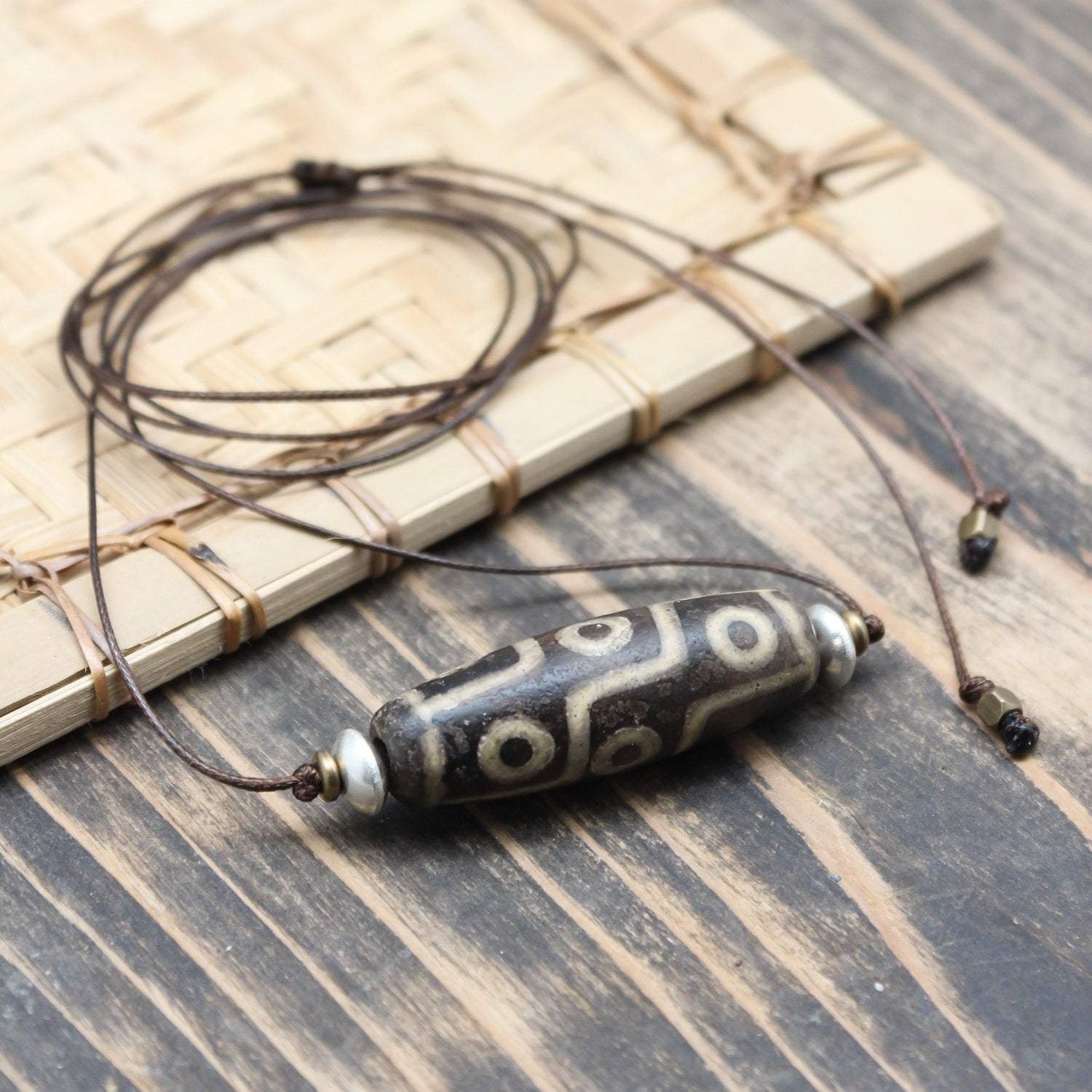Authentic Nine Eye Dzi Bead Necklace - Tibetan Buddhist Lucky Charm for Wealth & Protection | Spiritual Jewelry for Meditation, Energy Healing & Fashion Accessory