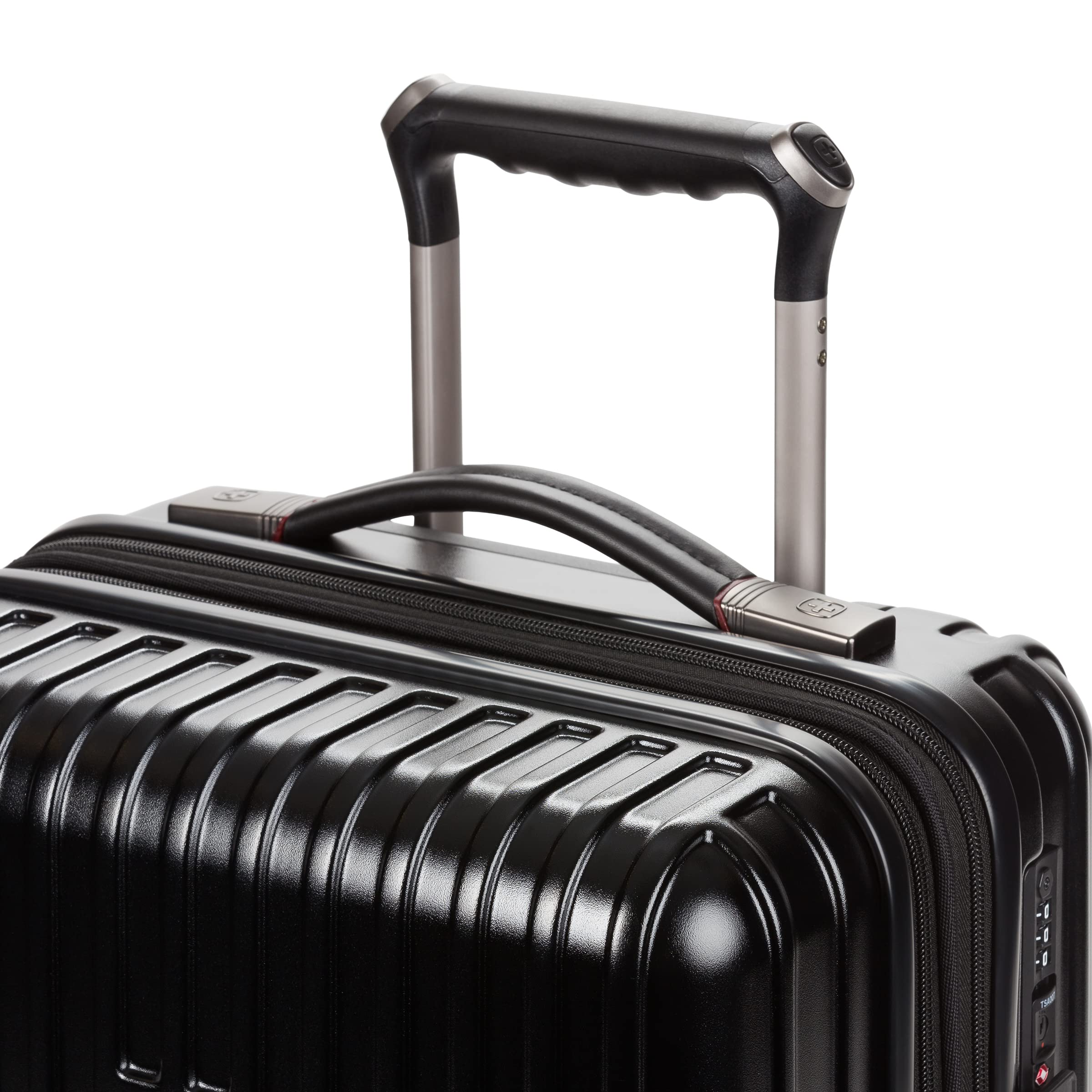 SwissGear 7910 Expandable Hardside Carry-On Luggage 20-Inch with 360° Spinner Wheels, TSA Lock & USB Charging Port - Black - Perfect for Business Travel & Weekend Getaways