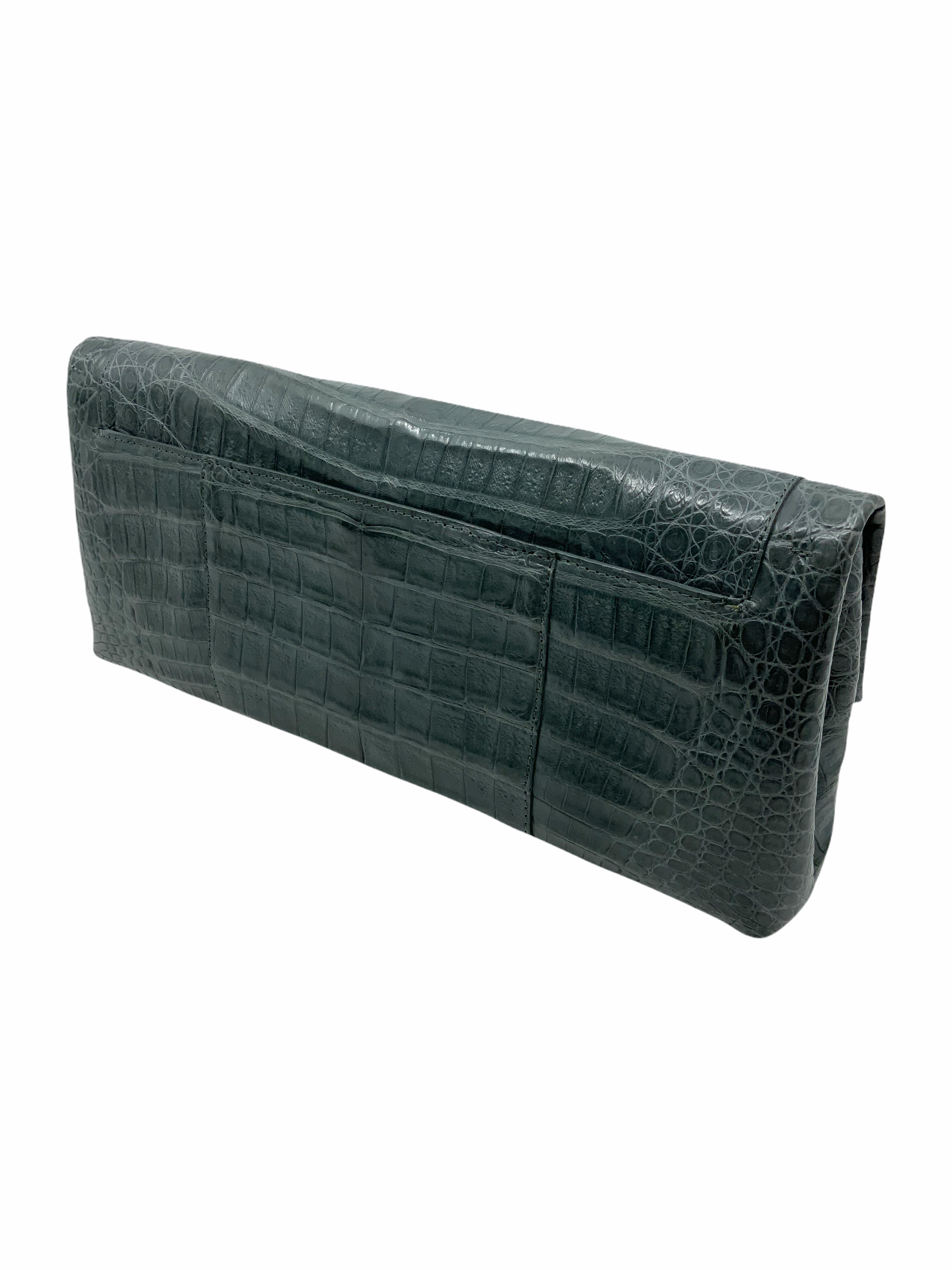 Nancy Gonzalez Gotham Crocodile Leather Flap Clutch Bag - Luxury Women's Evening Clutch for Parties, Weddings & Special Events