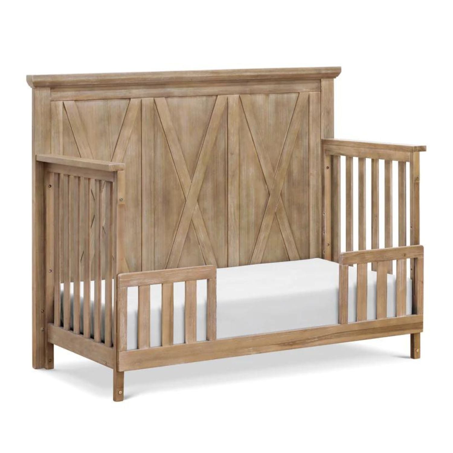 Emory Farmhouse 4-in-1 Convertible Crib - White Wooden Baby Crib with Toddler Bed Conversion | Nursery Furniture for Boys & Girls | Perfect for Small Spaces & Modern Nurseries