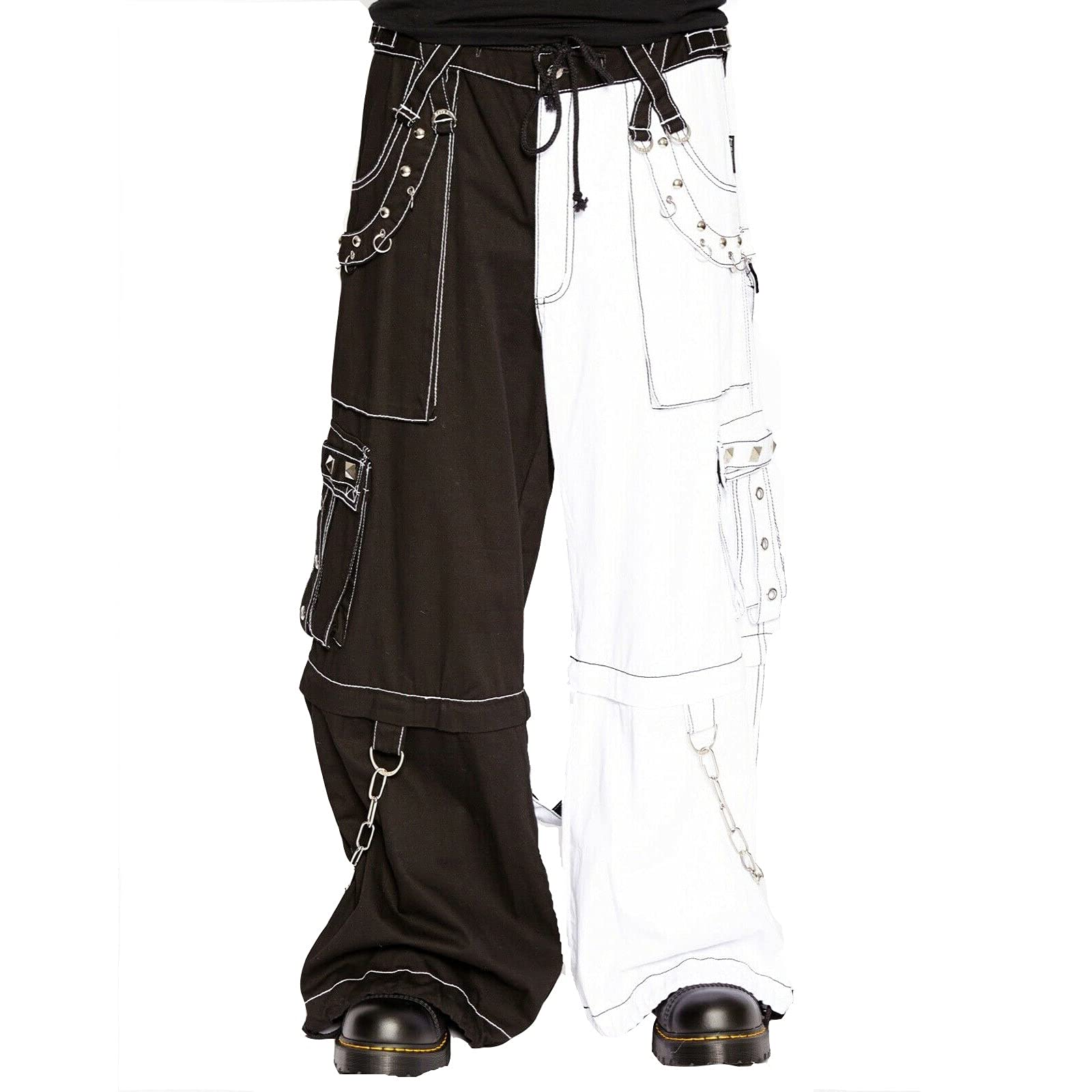 Gothic Tripp Bondage Men's Pants - Punk Rock Emo Shorts for Men | Alternative Fashion, White Trouser Shorts | Perfect for Concerts, Halloween & Gothic Outfits