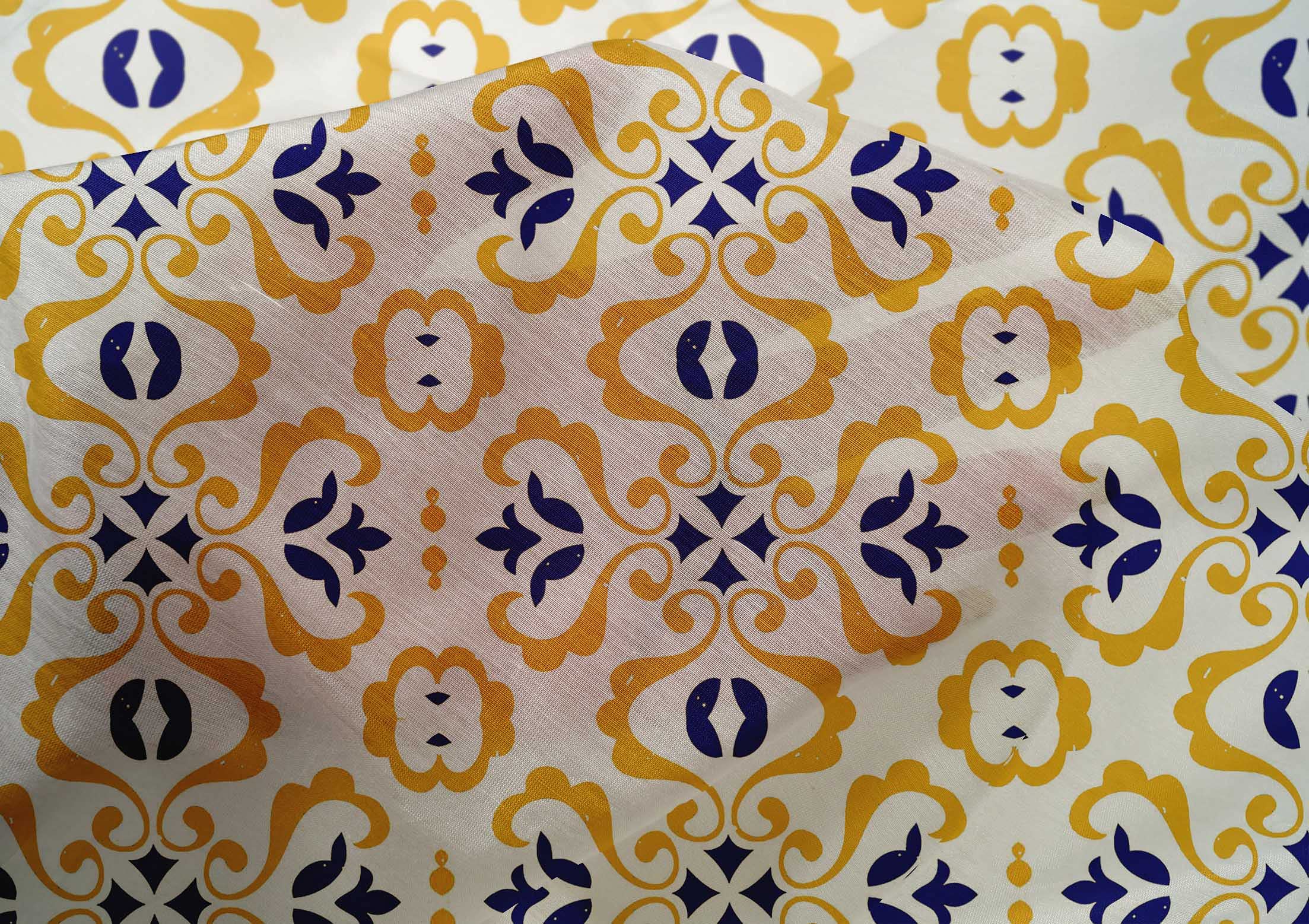 oneOone Cotton Silk Dark Yellow Fabric - 42 Inch Wide Printed Mosaic Sewing Material by The Yard | DIY Clothing, Quilting & Home Decor Supplies | Perfect for Dresses, Curtains & Craft Projects