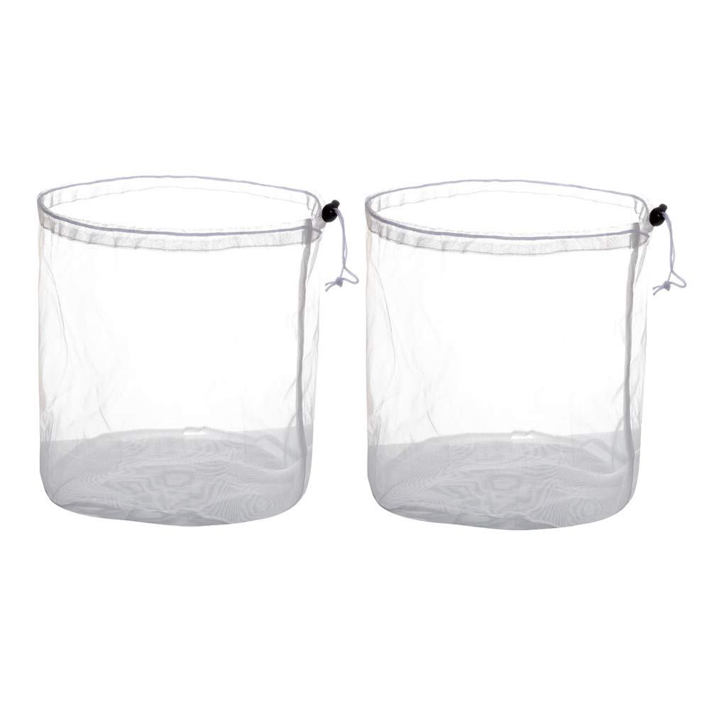 Cabilock 2-Pack Laundry Bags with Drawstring - Mesh Wash Bags for Clothes, Sponge Mops & Floor Cleaning - Reusable Toiletry & Cleaning Storage Bags (White) - Perfect for Travel, Gym & Home Organization