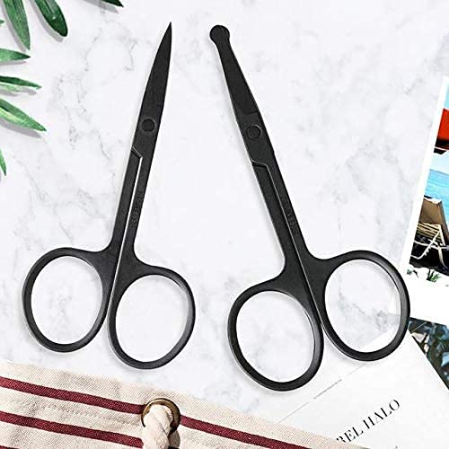 Premium Stainless Steel Facial Hair Scissors Set - Professional Eyebrow, Nose, Beard & Mustache Trimmer Kit for Men & Women (2-Piece Nose Scissors) - Perfect for Grooming, Salon Use & Travel Essentials