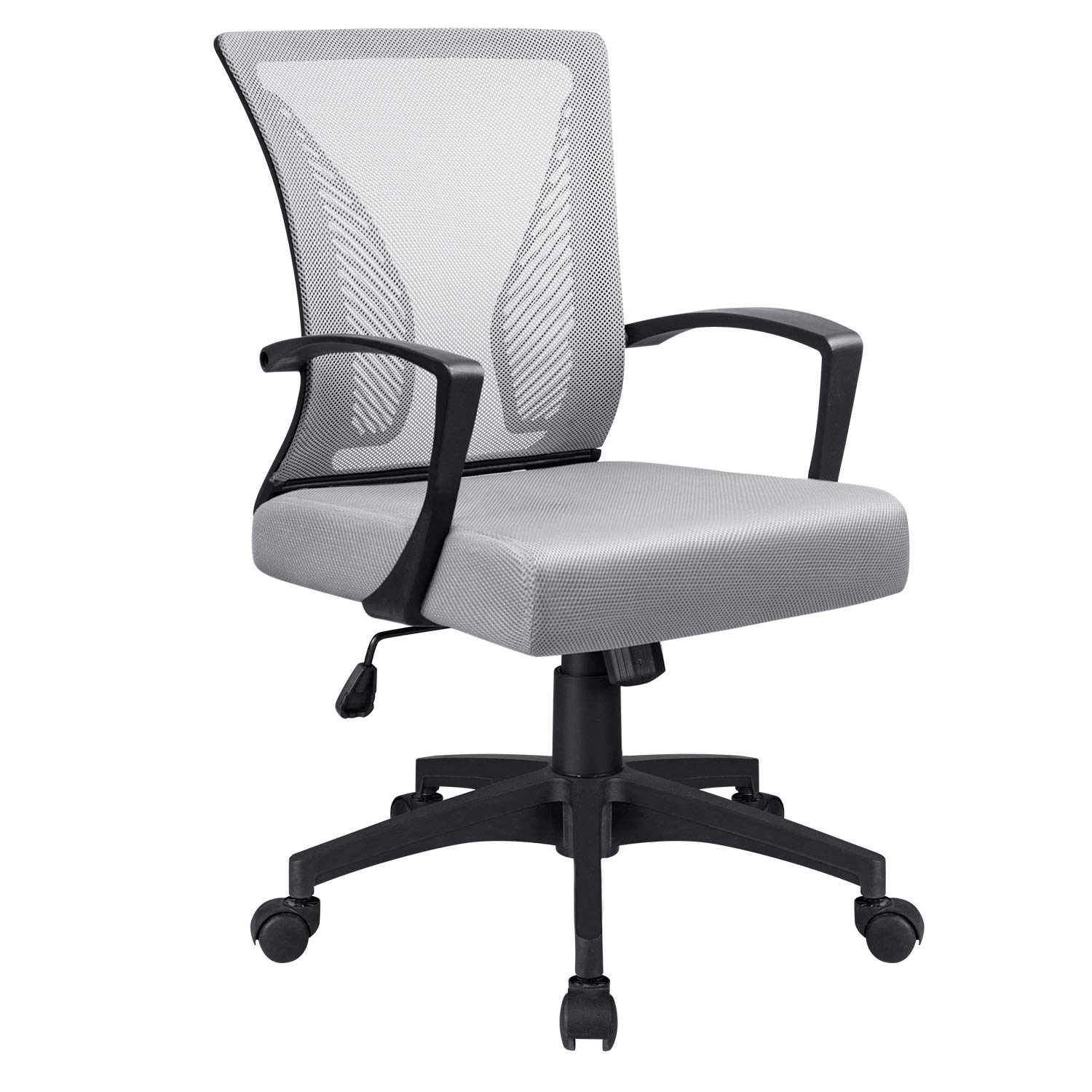 VICTONE Ergonomic Mesh Office Chair with Lumbar Support - Mid Back Swivel Task Chair for Home Office, Computer Desk - Adjustable Height & Breathable Mesh (Gray) - Perfect for Long Hours of Work & Gaming