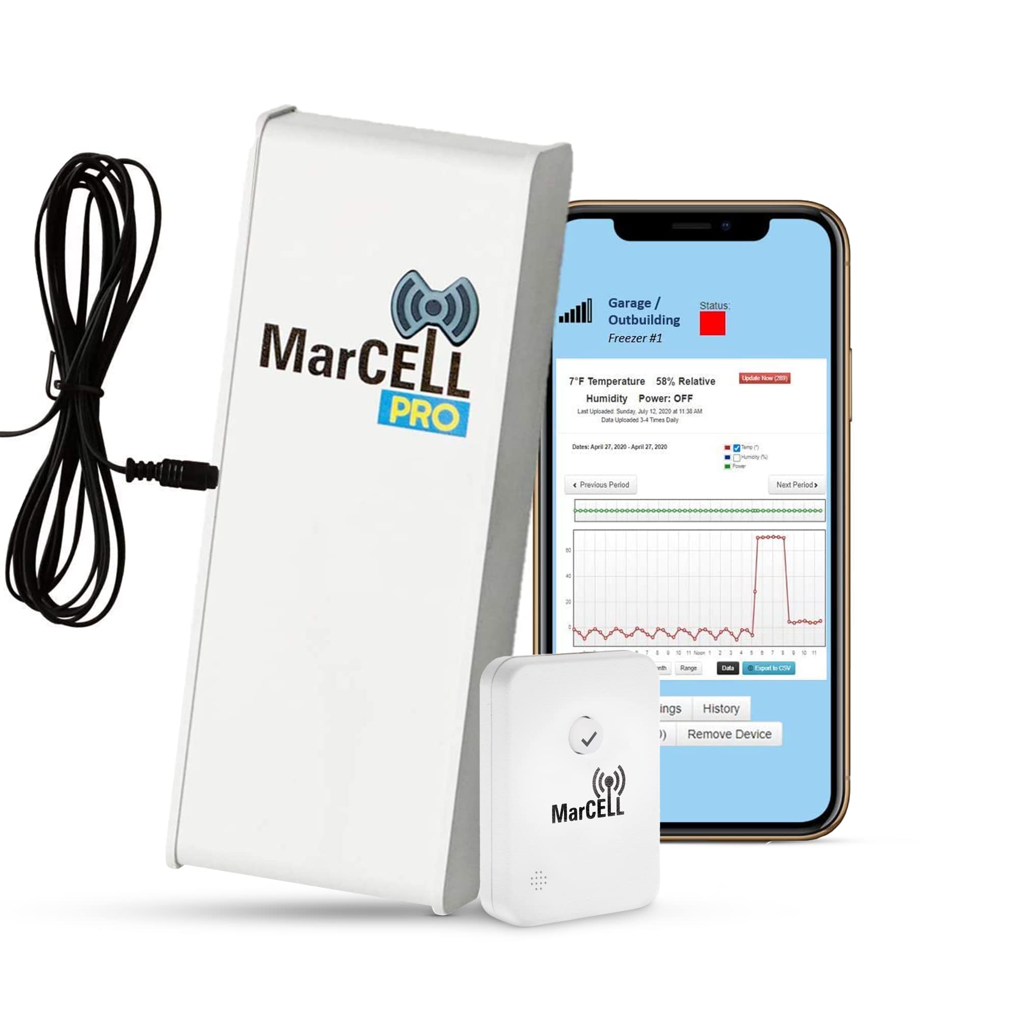 MarCELL PRO - Professional Wireless Temperature & Humidity Monitor with Leak Detection - No WiFi Required - Ideal for RV, Server Room, Freezer & Home Use - Instant Phone Alerts - Made in USA - Perfect for Remote Property Monitoring & Smart Home Automation