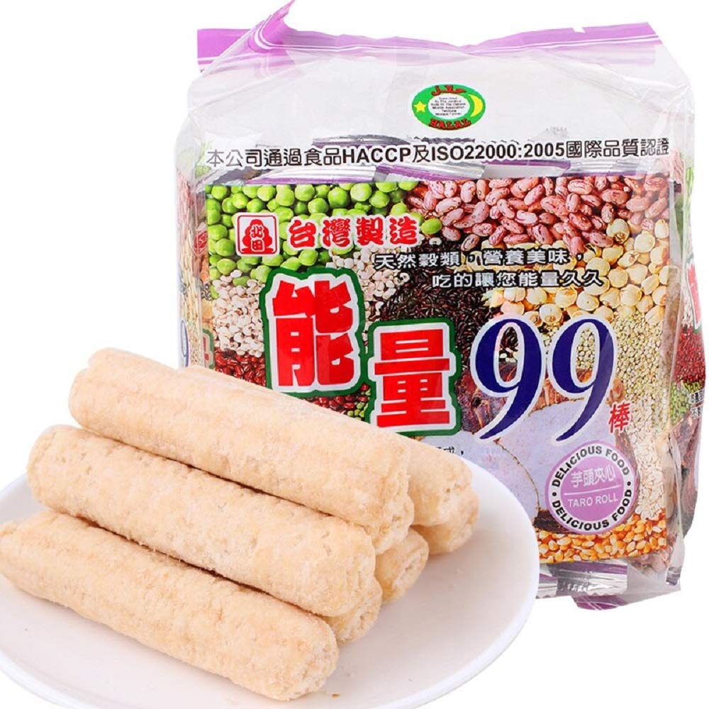 Premium Taro Rice Rolls - Authentic Taiwanese Vegetarian Snack (3 Pack x 6.35 oz, 18 Rolls Total) - Sweet Glutinous Rice Dessert for Parties, Gifts & Asian Food Lovers