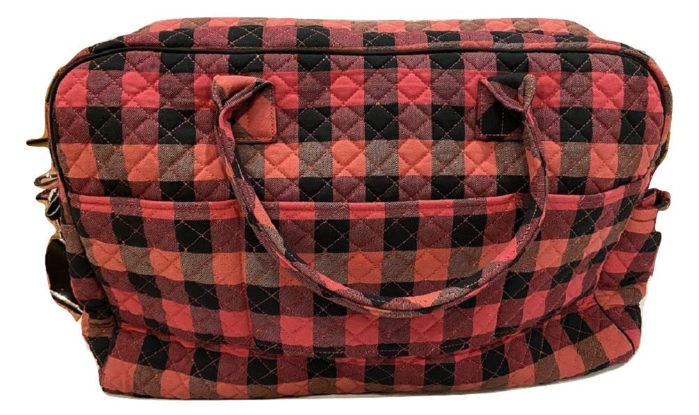 Vera Bradley Iconic Weekender Travel Bag in Garnet Buffalo Check - Stylish Carry-On Duffel for Women, Perfect for Weekend Getaways, Gym, Travel & Overnight Trips