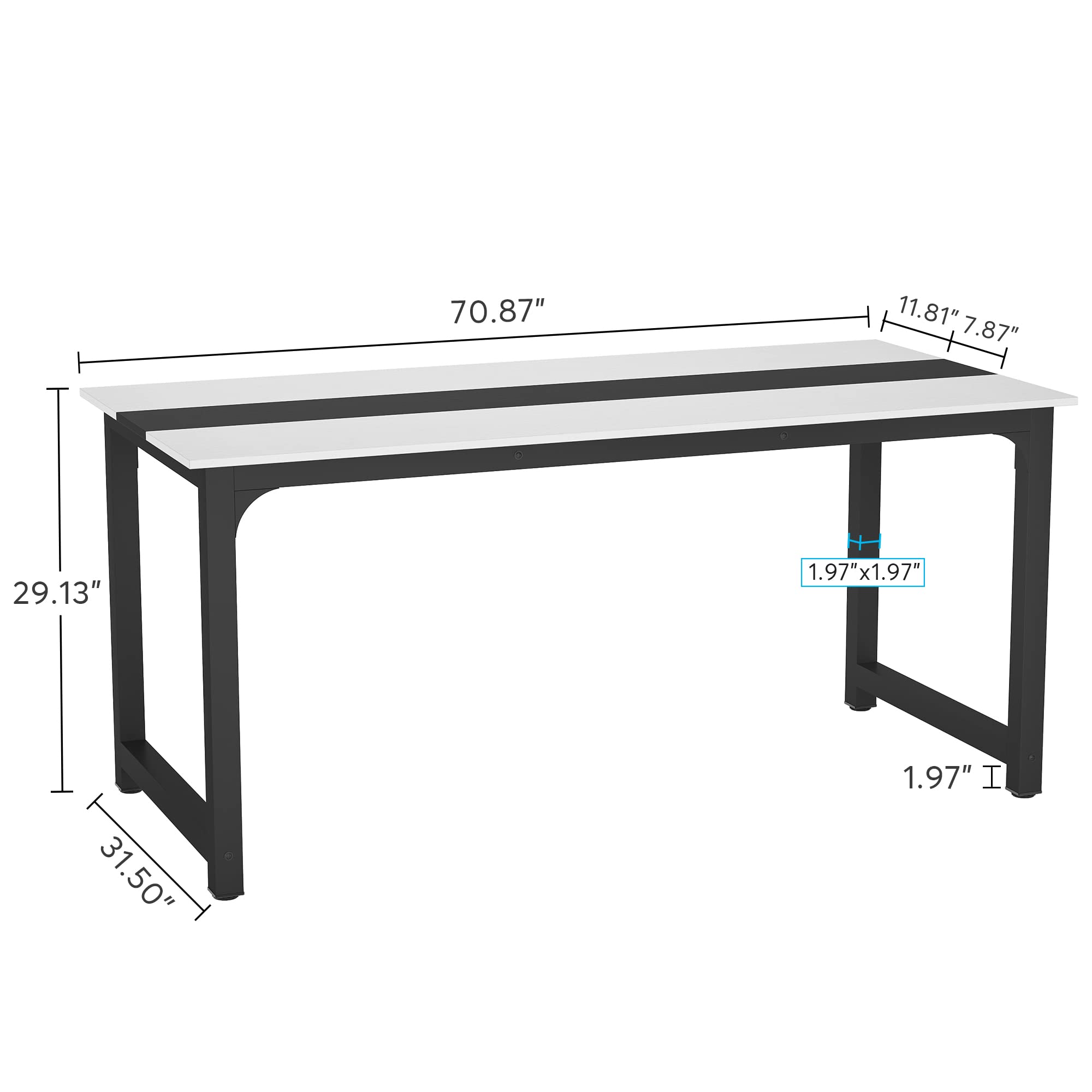 Tribesigns Modern Computer Desk 70.8 x 31.5 Inch - Large Office Desk with Sturdy Metal Frame, Home Office Writing Table, Study Workstation for Small Spaces - Perfect for Remote Work, Gaming Setup & Conference Rooms